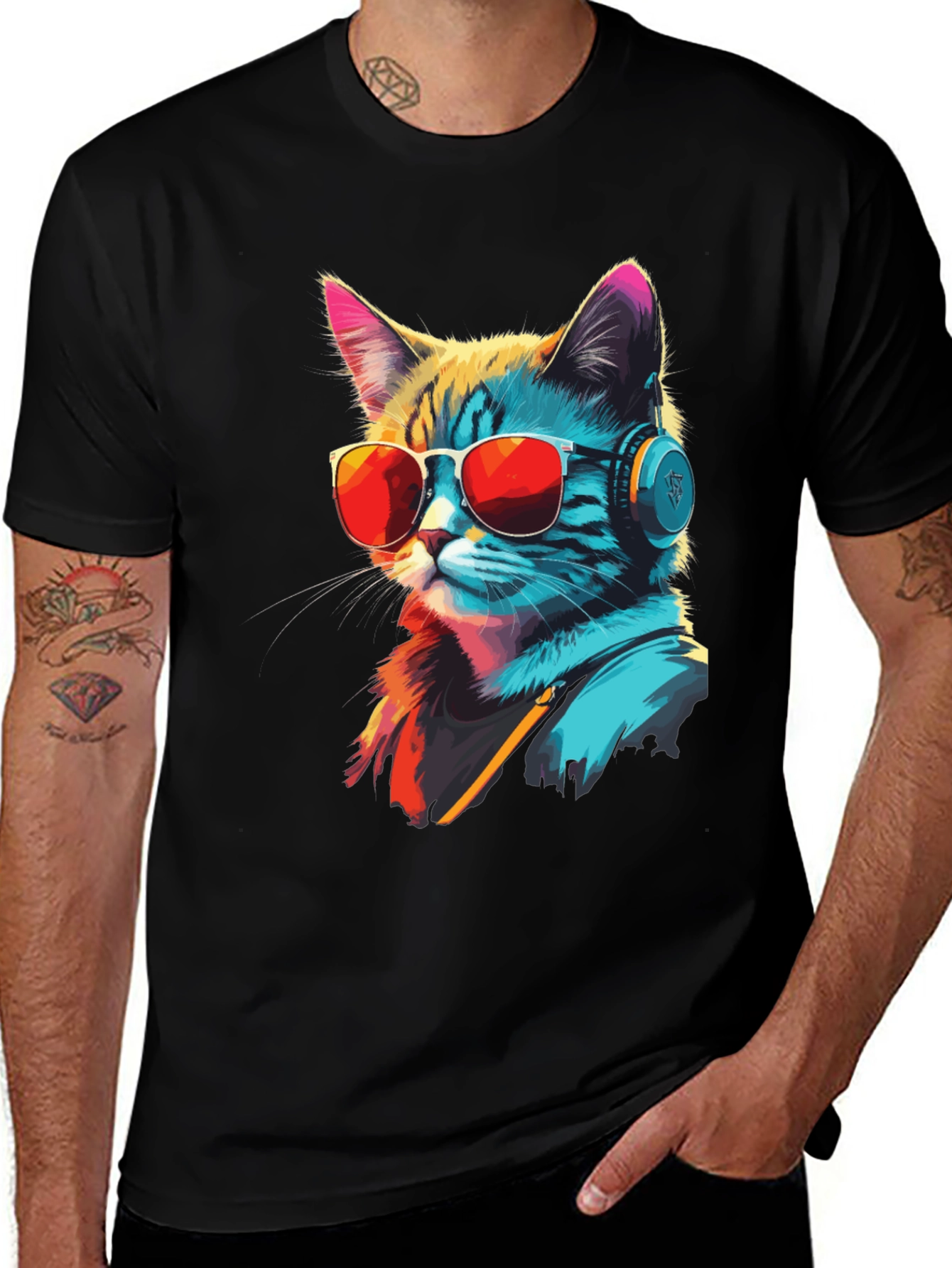 Cool Cat Graphic Tee - Music Lover Style