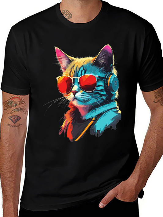 Cool Cat Graphic Tee - Music Lover Style