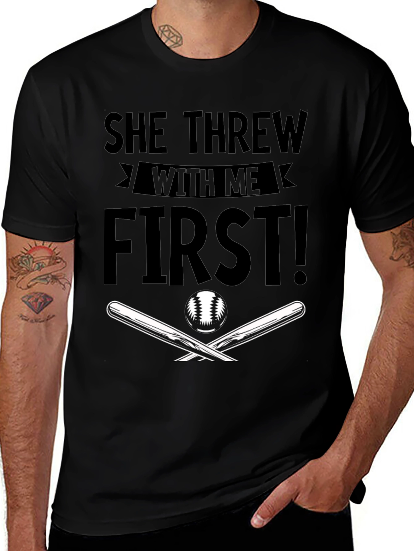 She Threw With Me First Baseball T-Shirt