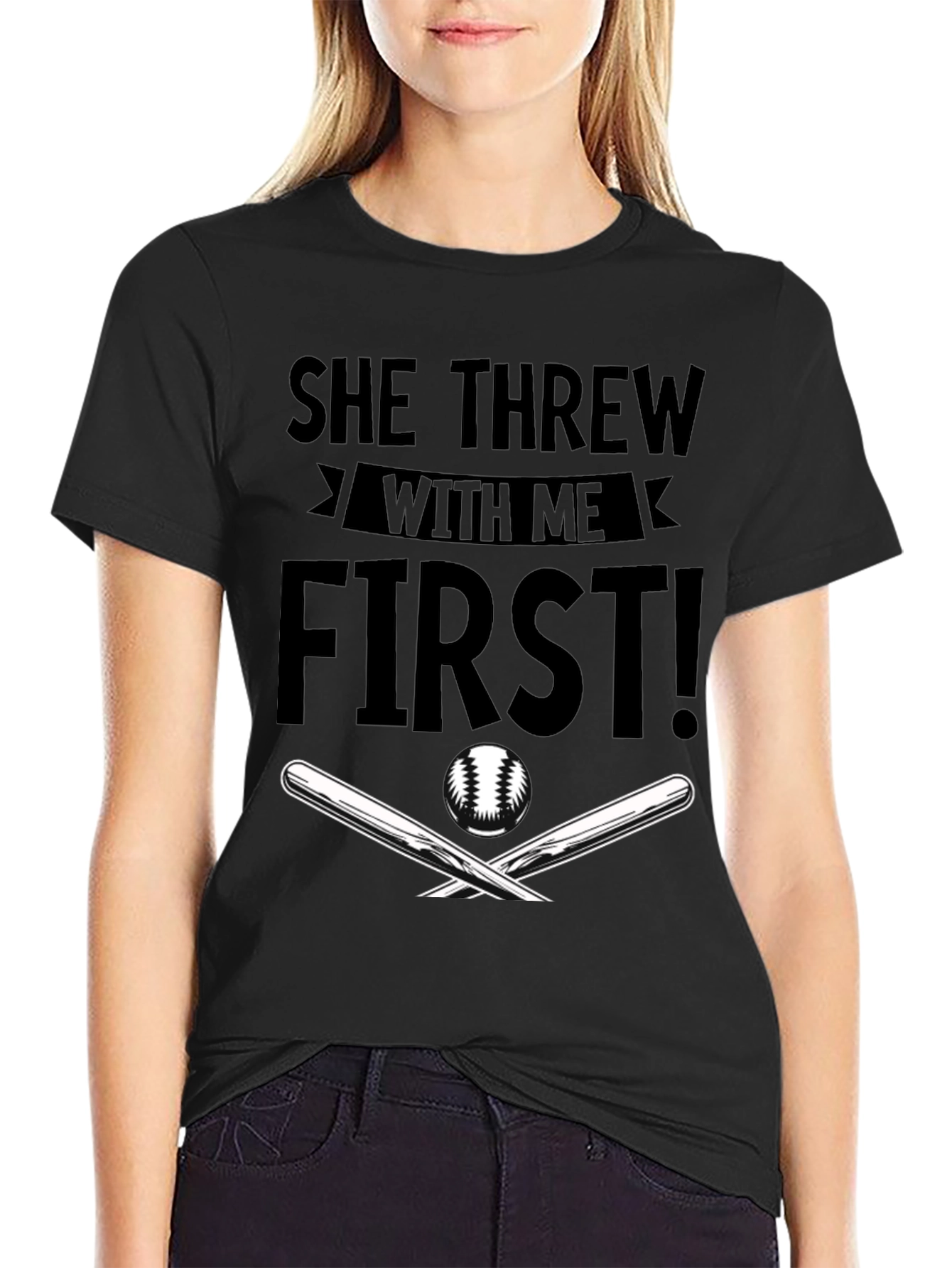 She Threw With Me First Baseball T-Shirt