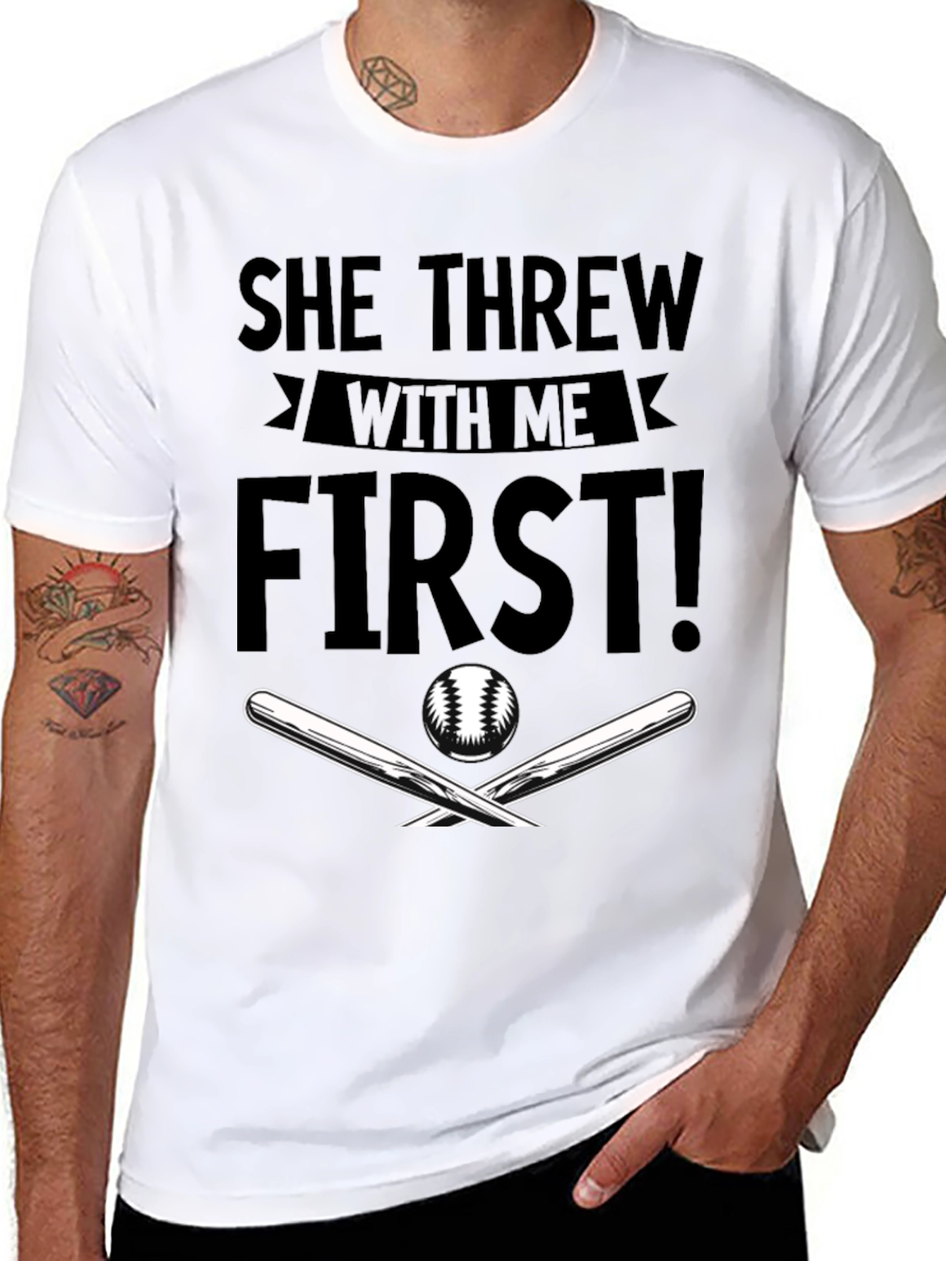 She Threw With Me First Baseball T-Shirt