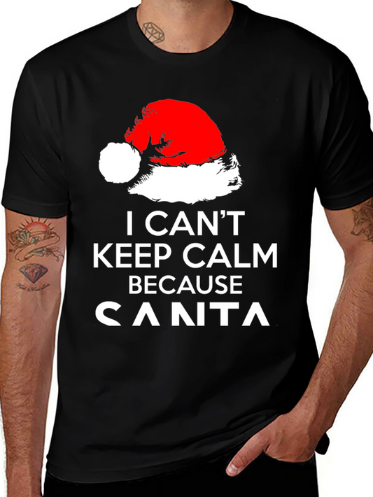 Funny Santa Hat Christmas T-Shirt - I Cant Keep Calm