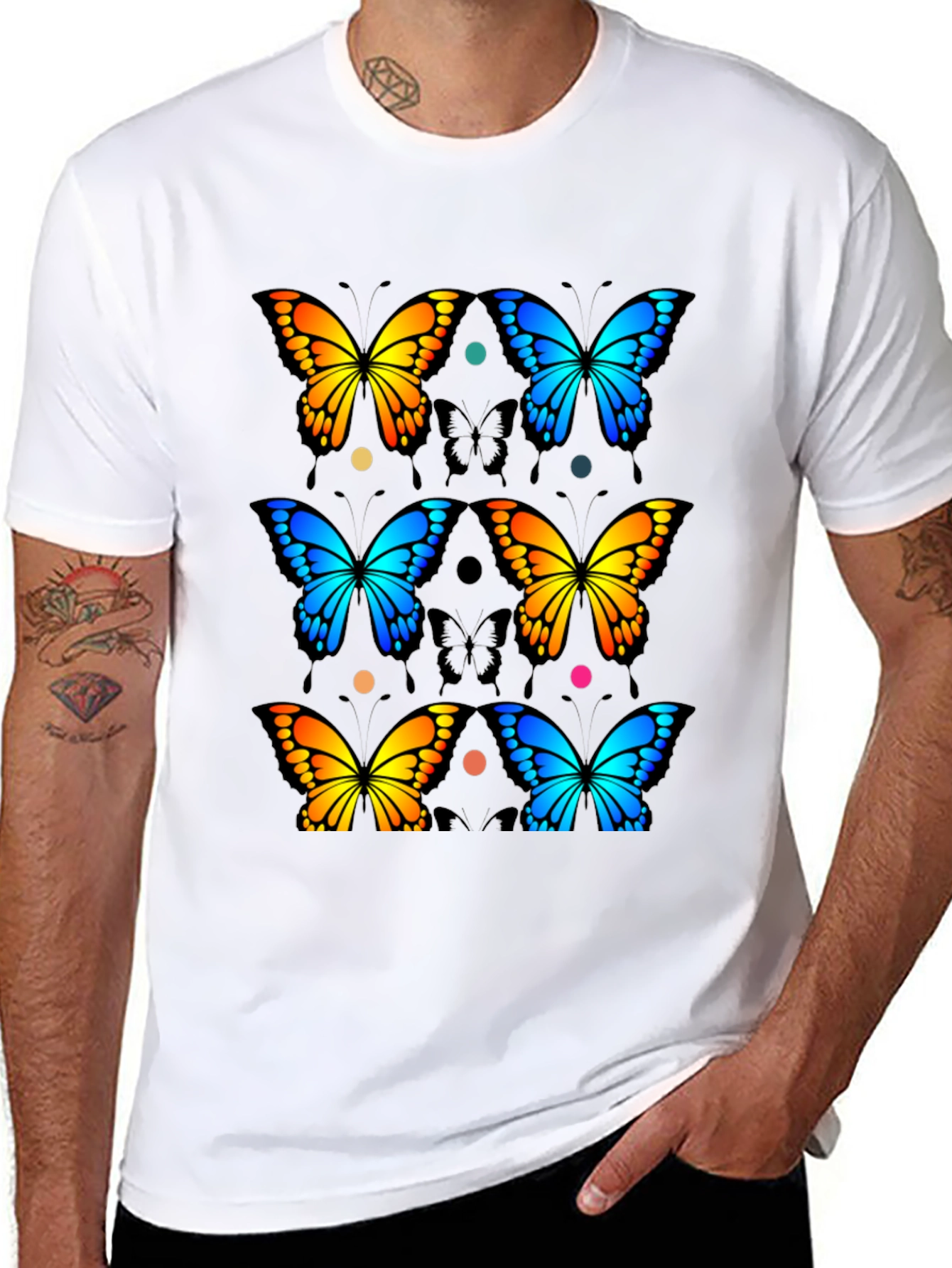 Butterfly Print Black T-Shirt