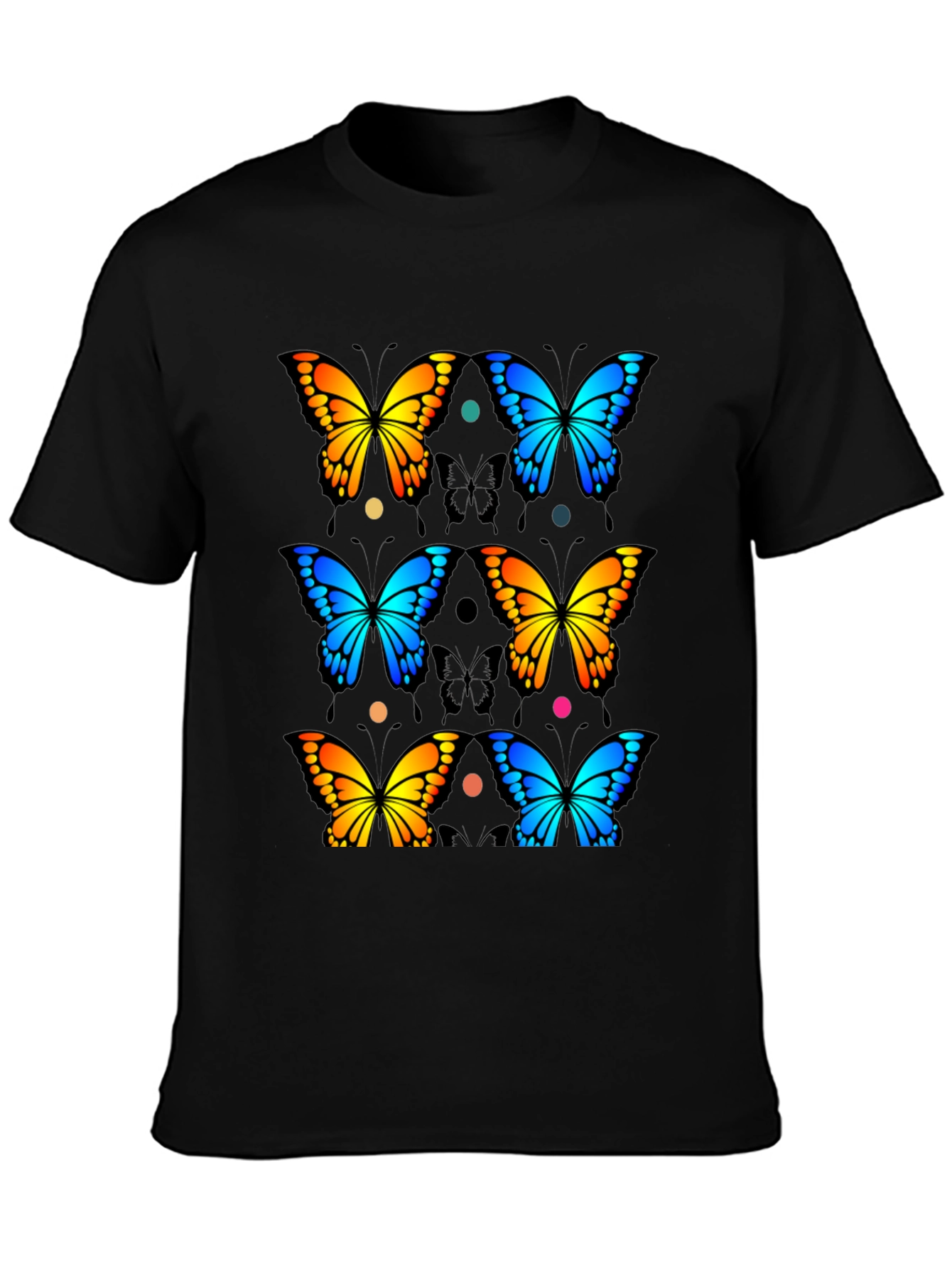 Butterfly Print Black T-Shirt