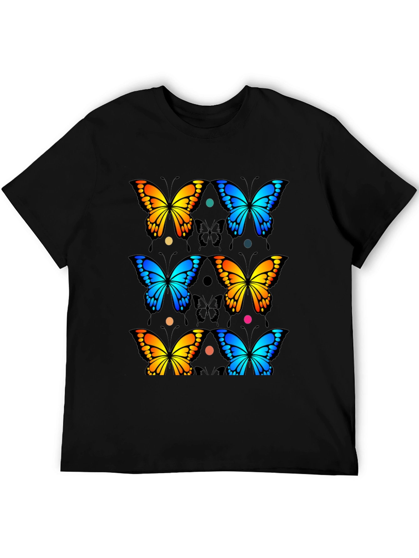 Butterfly Print Black T-Shirt