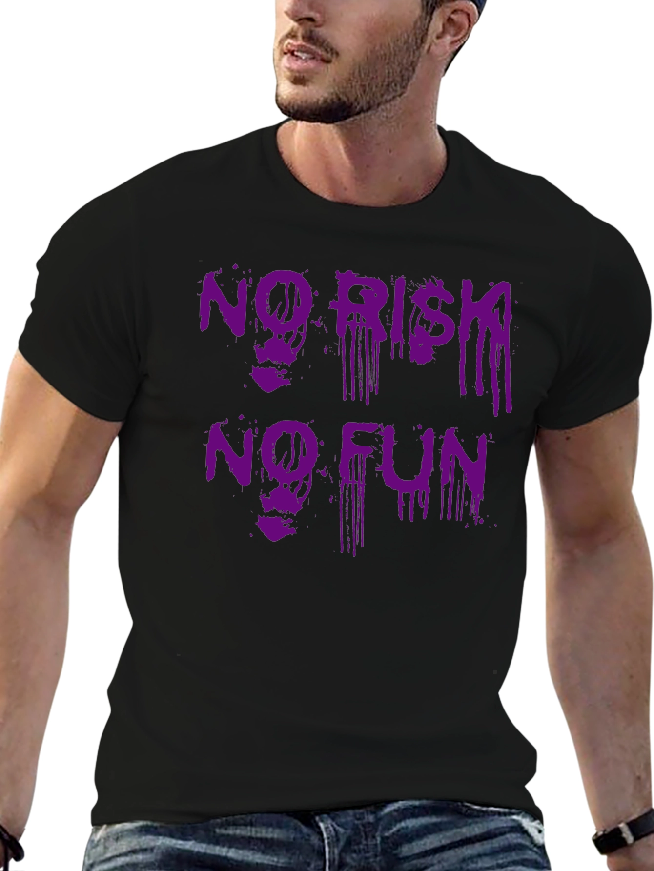 No Risk No Fun Black Graphic Tee