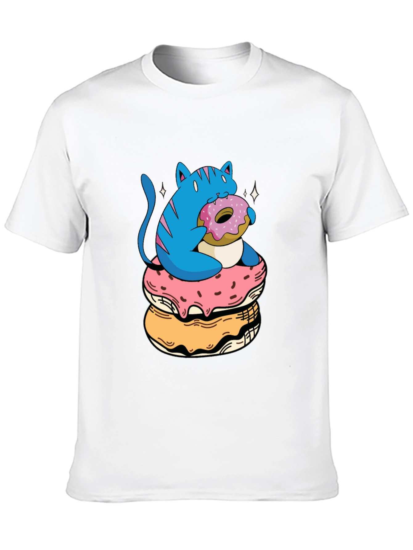 Cat on Donuts Graphic Tee - Unique Style