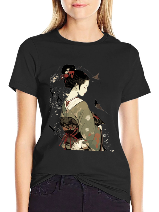 Geisha Graphic Black Tee