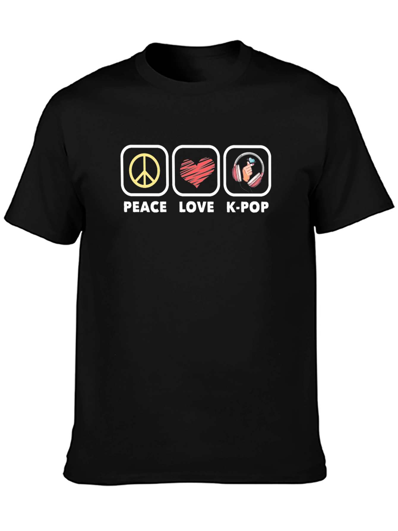 Peace Love K-Pop Black T-Shirt