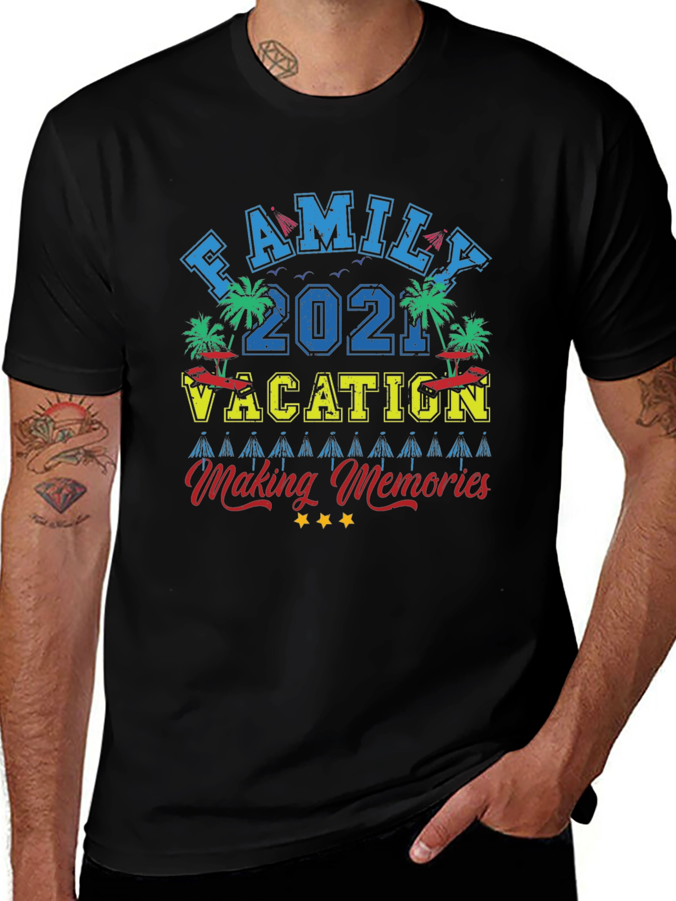 Family Vacation 2021 Black Graphic Tee