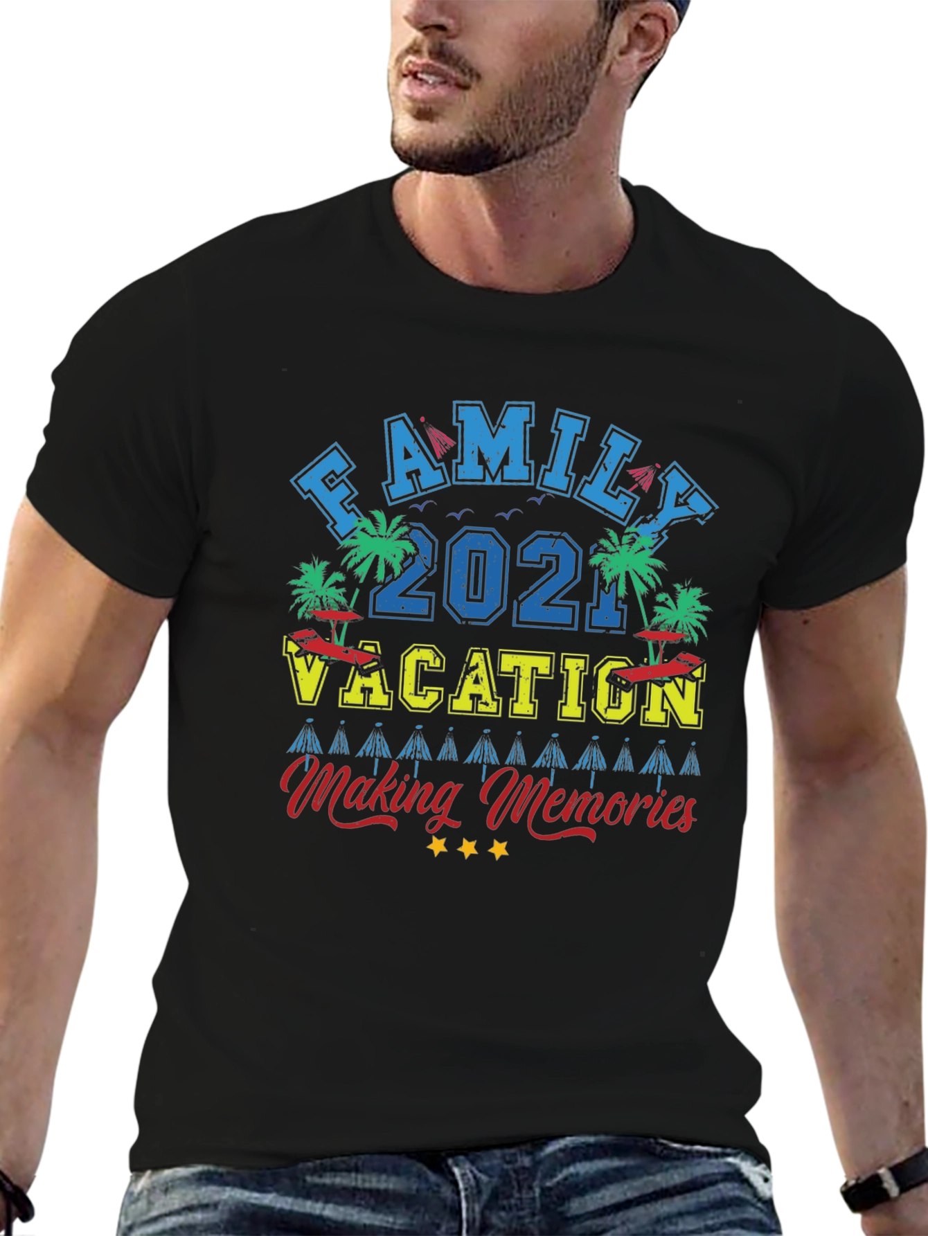 Family Vacation 2021 Black Graphic Tee