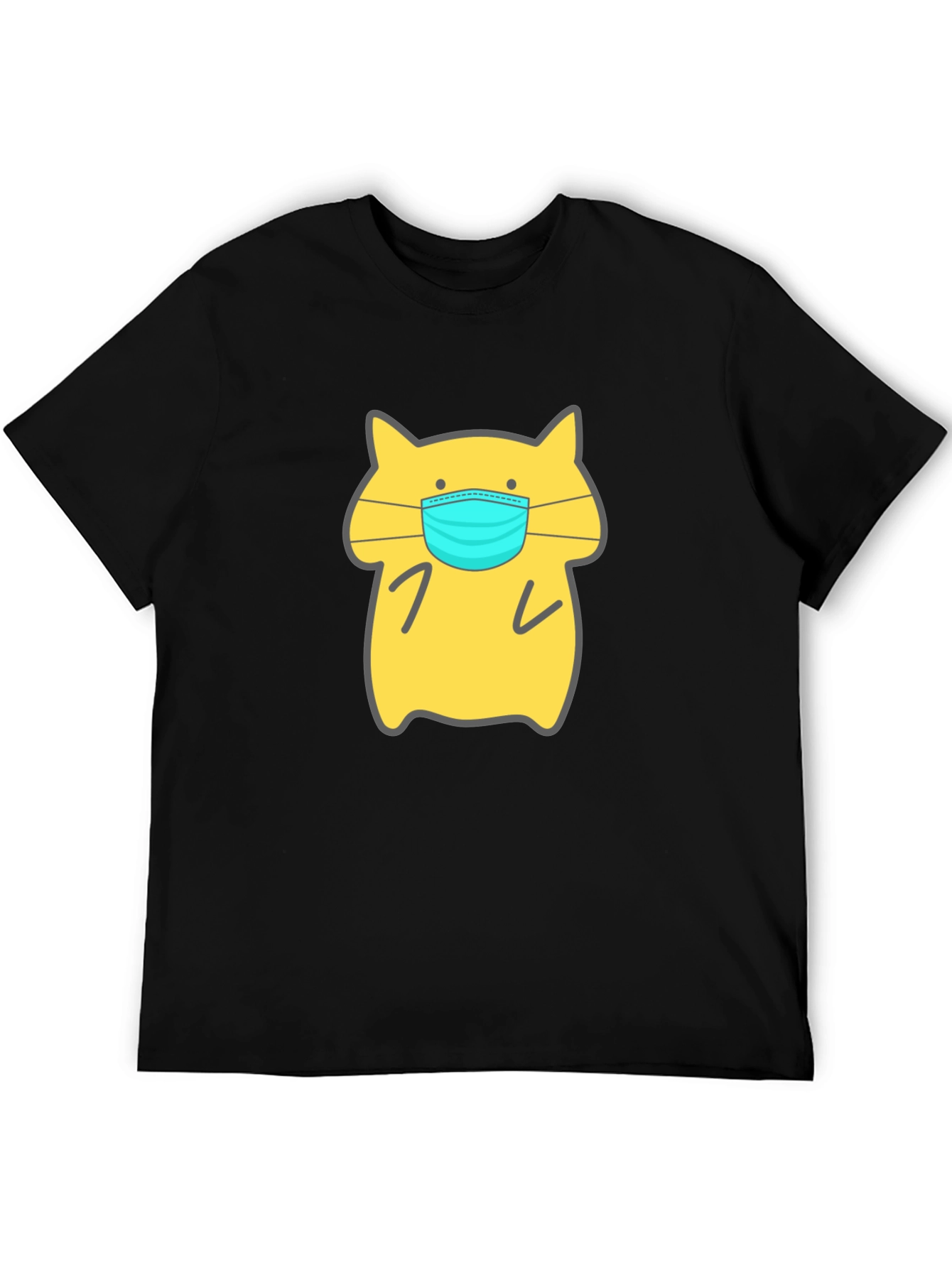 Cat Wearing Mask Graphic Tee - Unisex Black T-Shirt