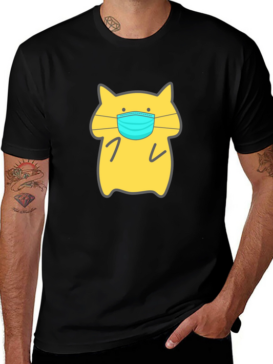 Cat Wearing Mask Graphic Tee - Unisex Black T-Shirt