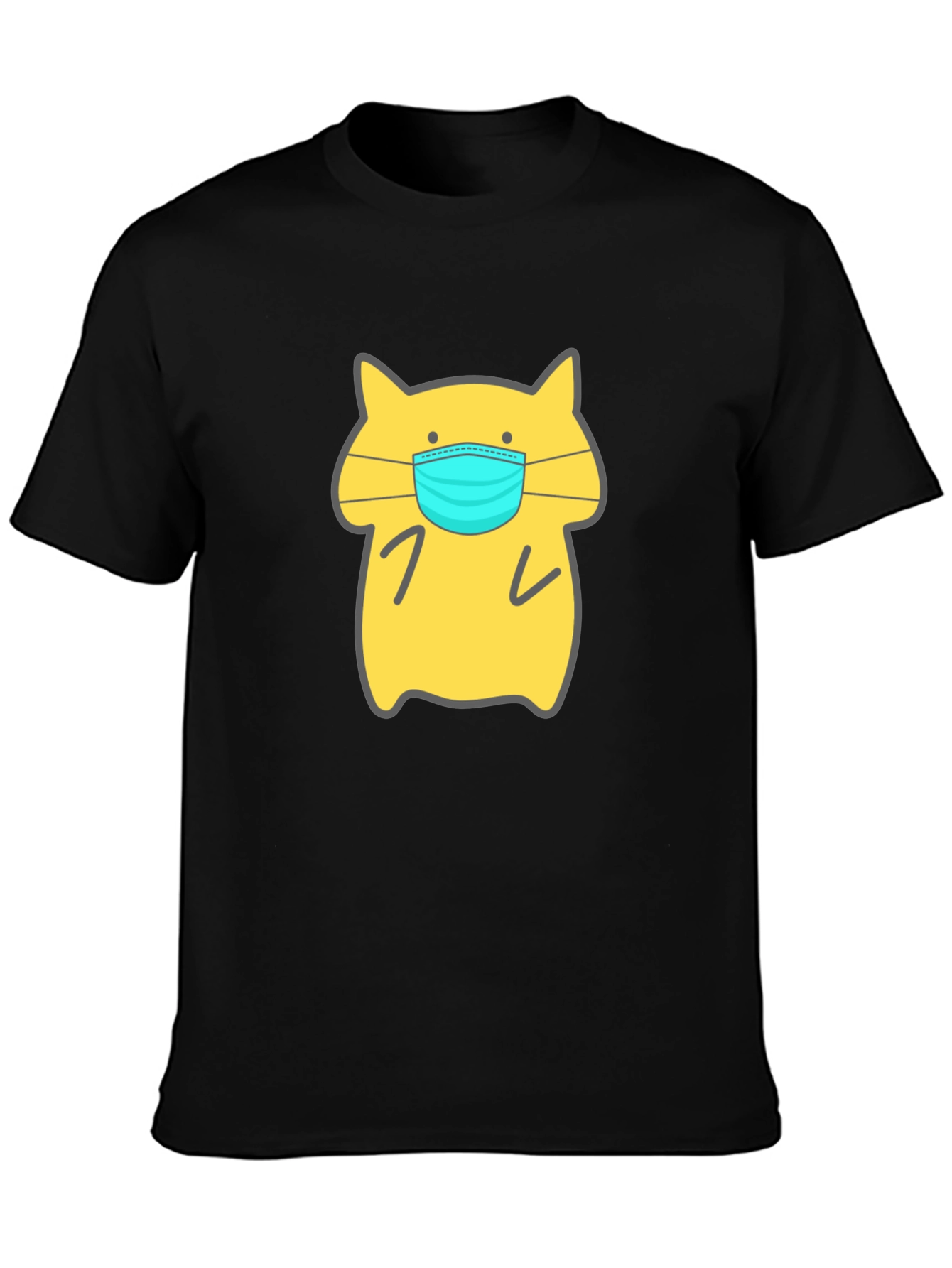 Cat Wearing Mask Graphic Tee - Unisex Black T-Shirt