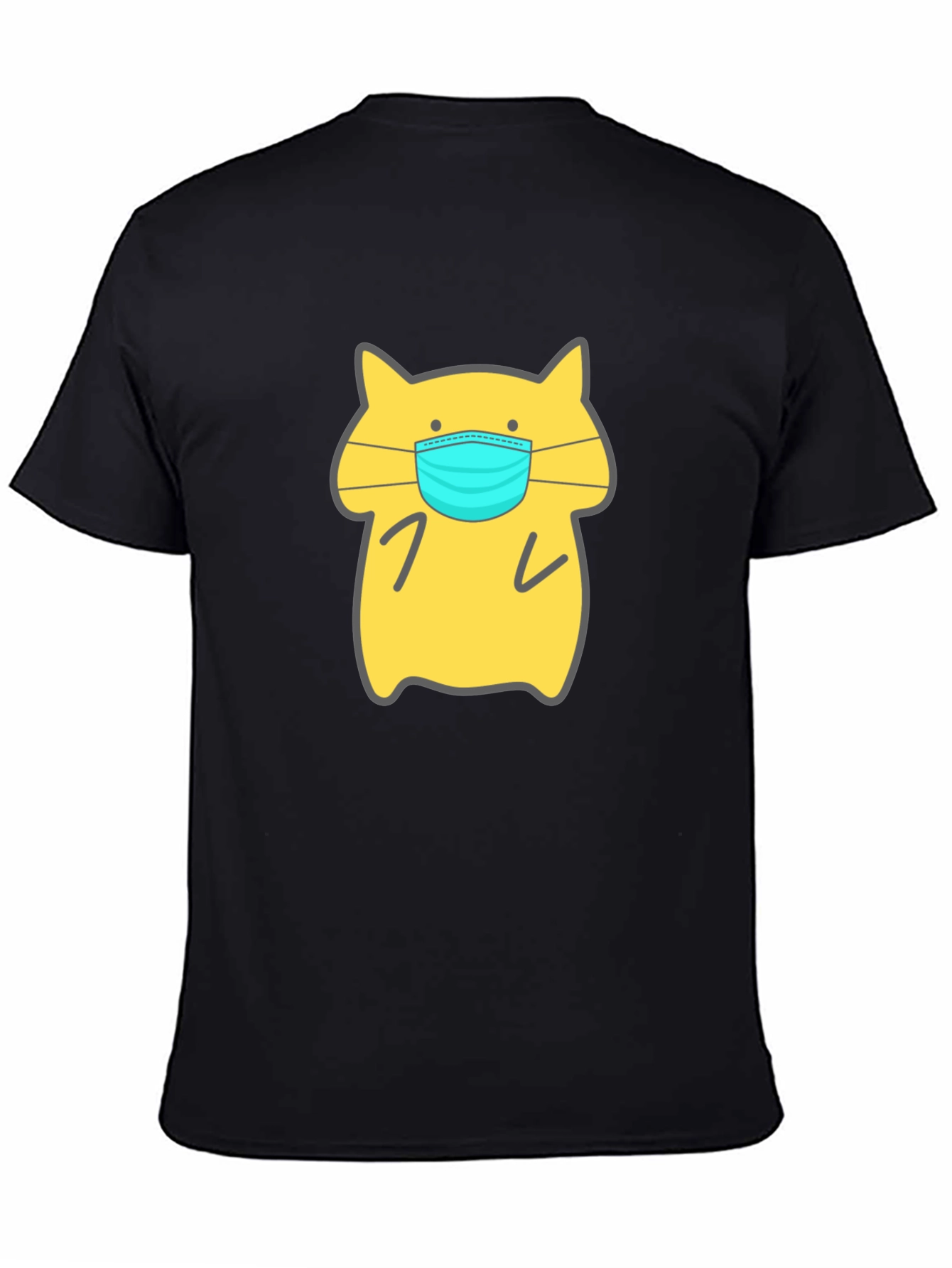 Cat Wearing Mask Graphic Tee - Unisex Black T-Shirt