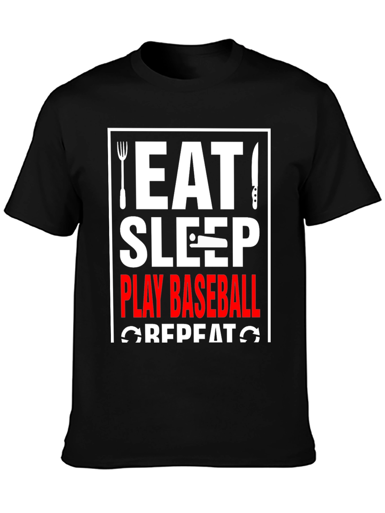 Eat Sleep Play Baseball Repeat Graphic Tee