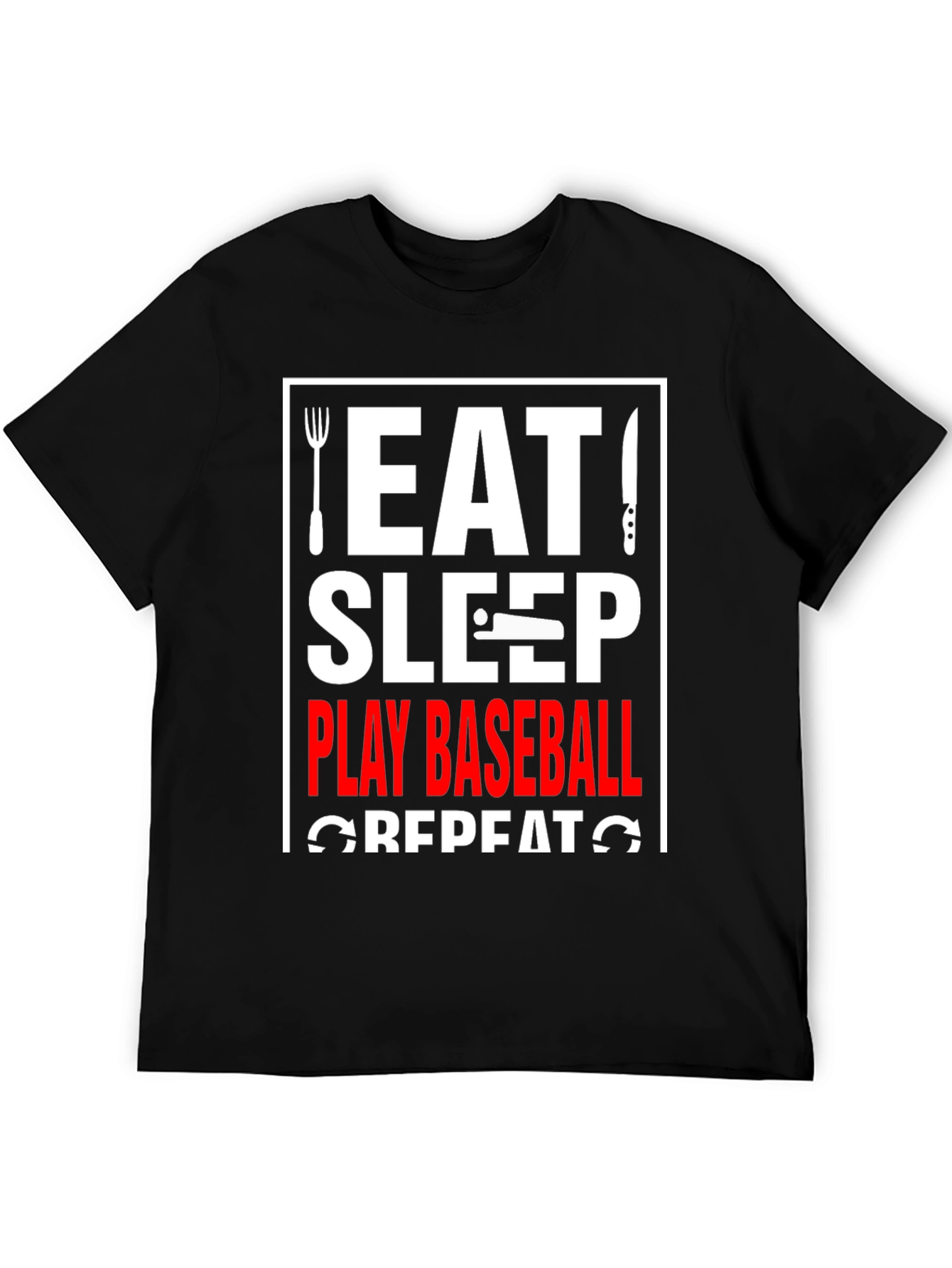Eat Sleep Play Baseball Repeat Graphic Tee