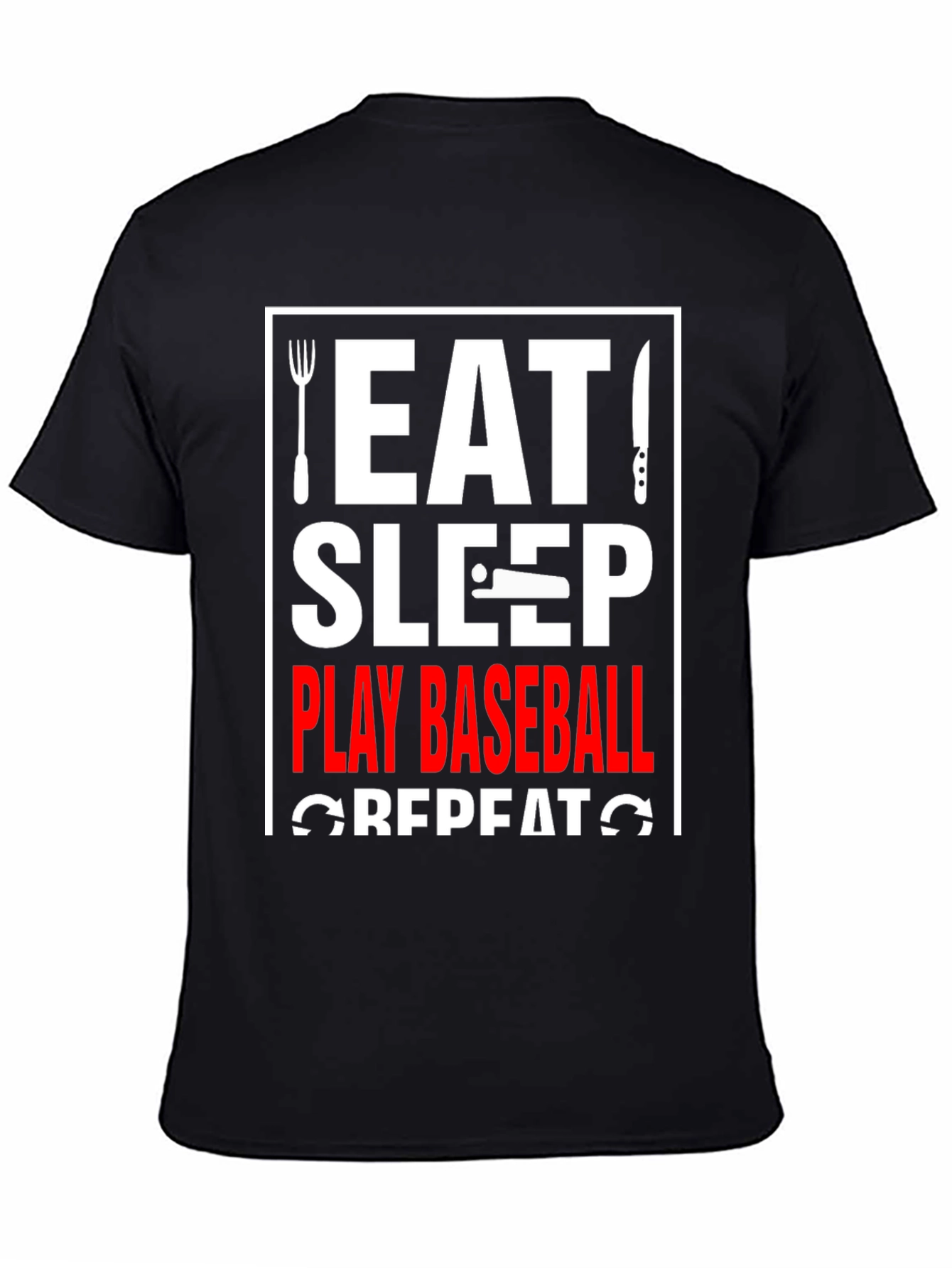 Eat Sleep Play Baseball Repeat Graphic Tee