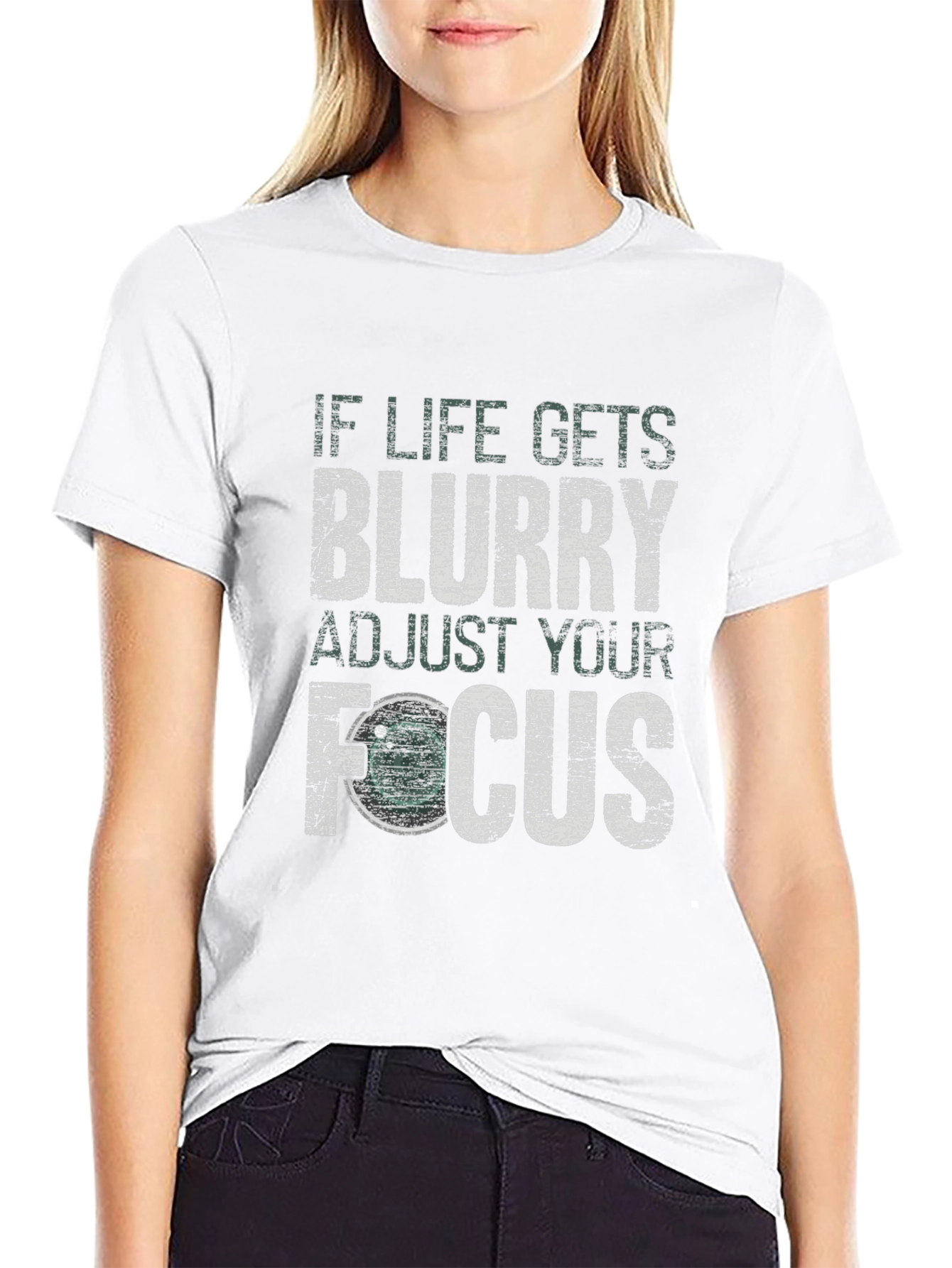 Blurry Focus Graphic Print Black T-Shirt
