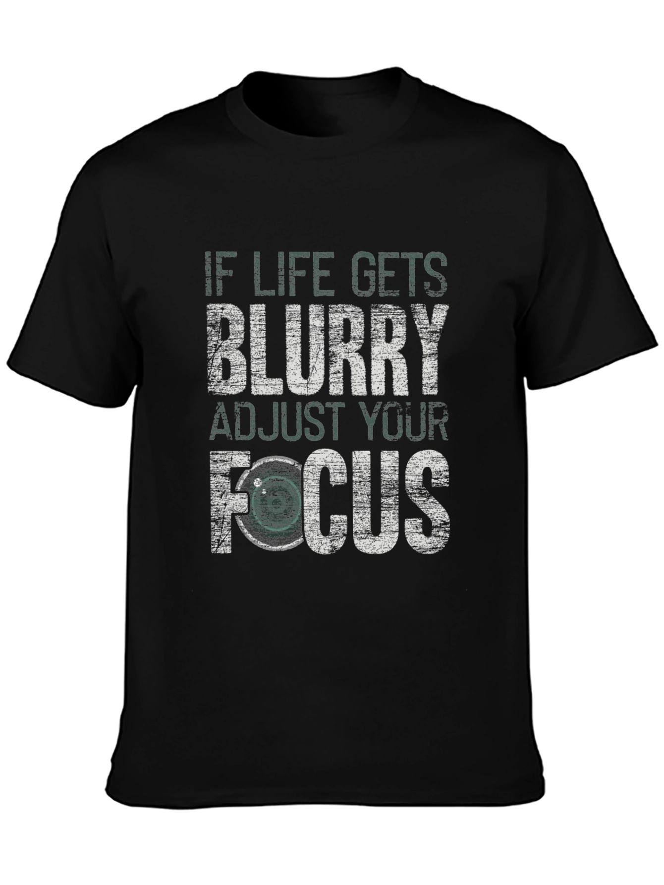 Blurry Focus Graphic Print Black T-Shirt