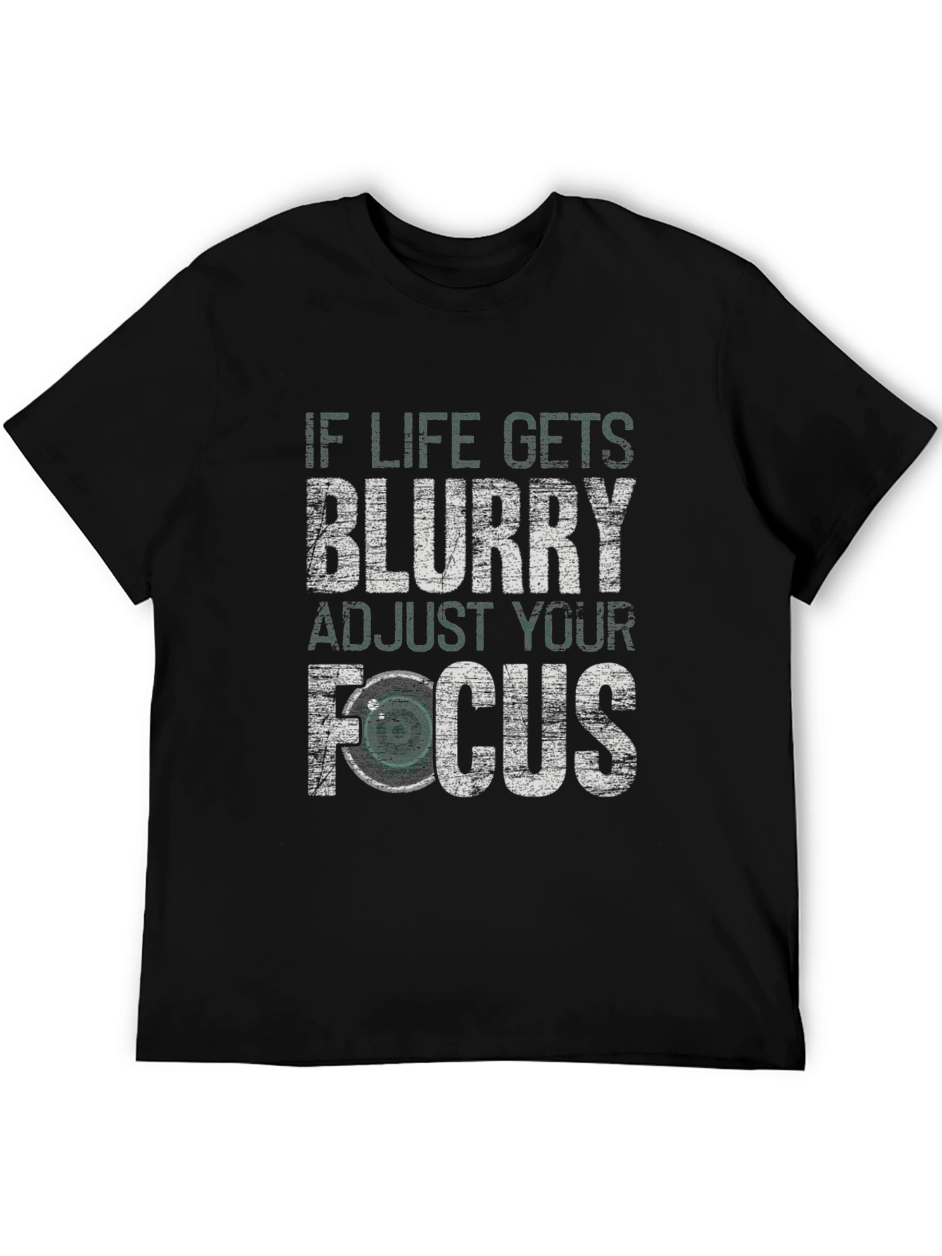 Blurry Focus Graphic Print Black T-Shirt