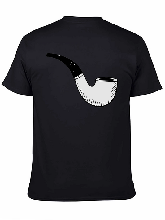 Mens Black T-Shirt with Pipe Graphic