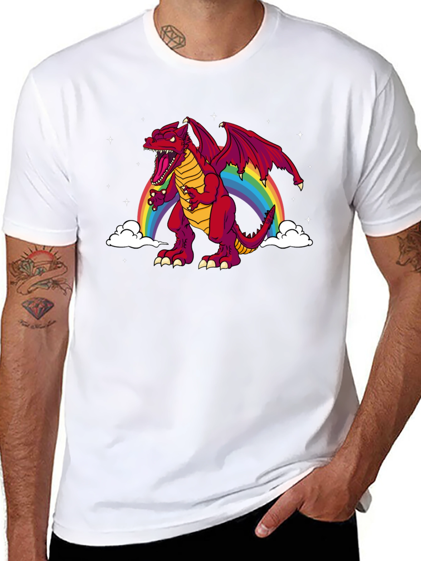 Rainbow Dragon Graphic Tee - Black T-Shirt
