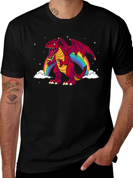 Rainbow Dragon Graphic Tee - Black T-Shirt
