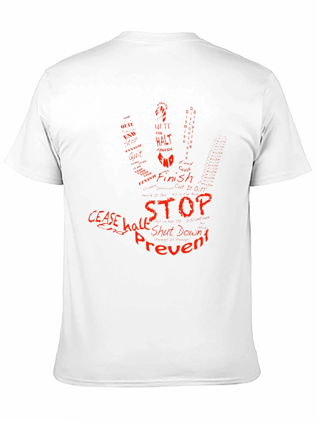 Word Art Hand Stop T-Shirt - Prevent Cease