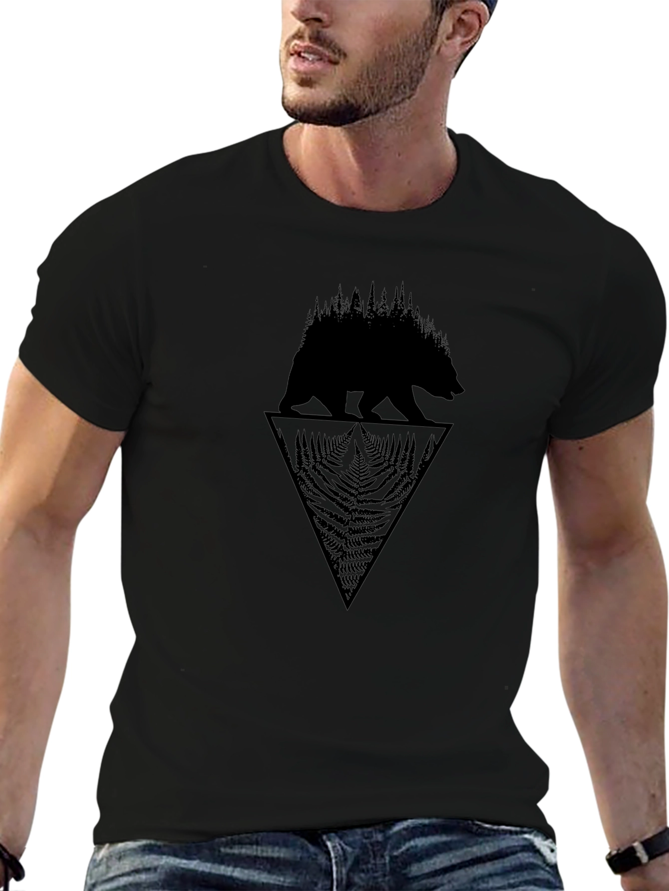 Bear & Forest Graphic Tee - Black T-Shirt