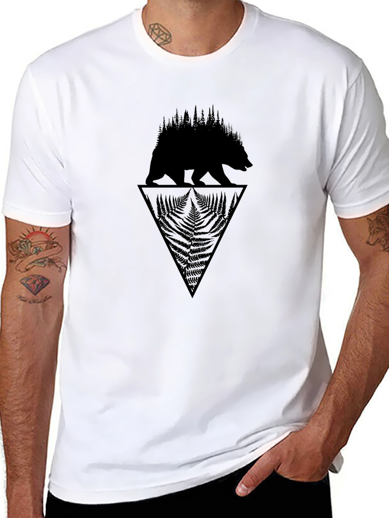 Bear & Forest Graphic Tee - Black T-Shirt
