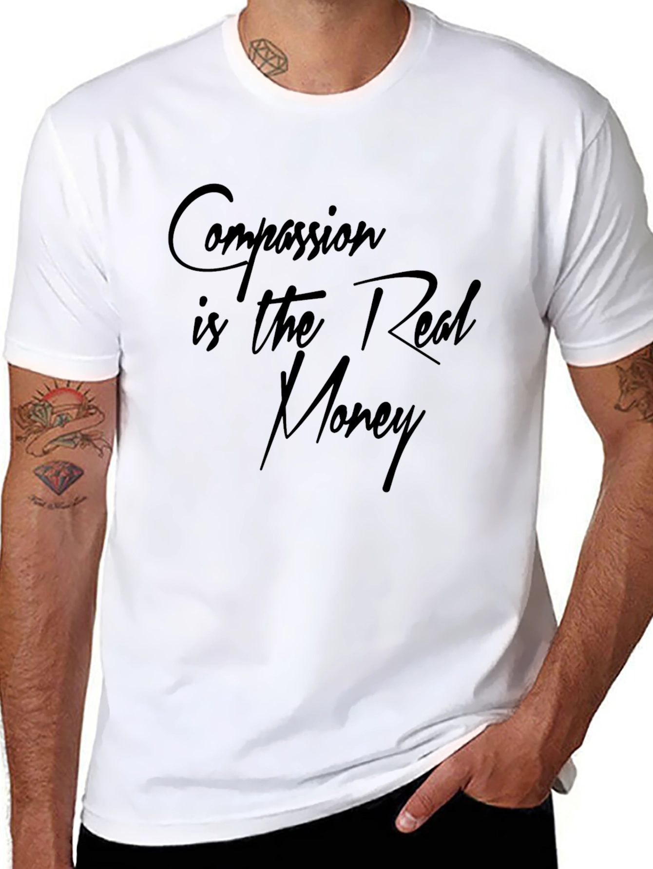 Compassion is the Real Money Black T-Shirt