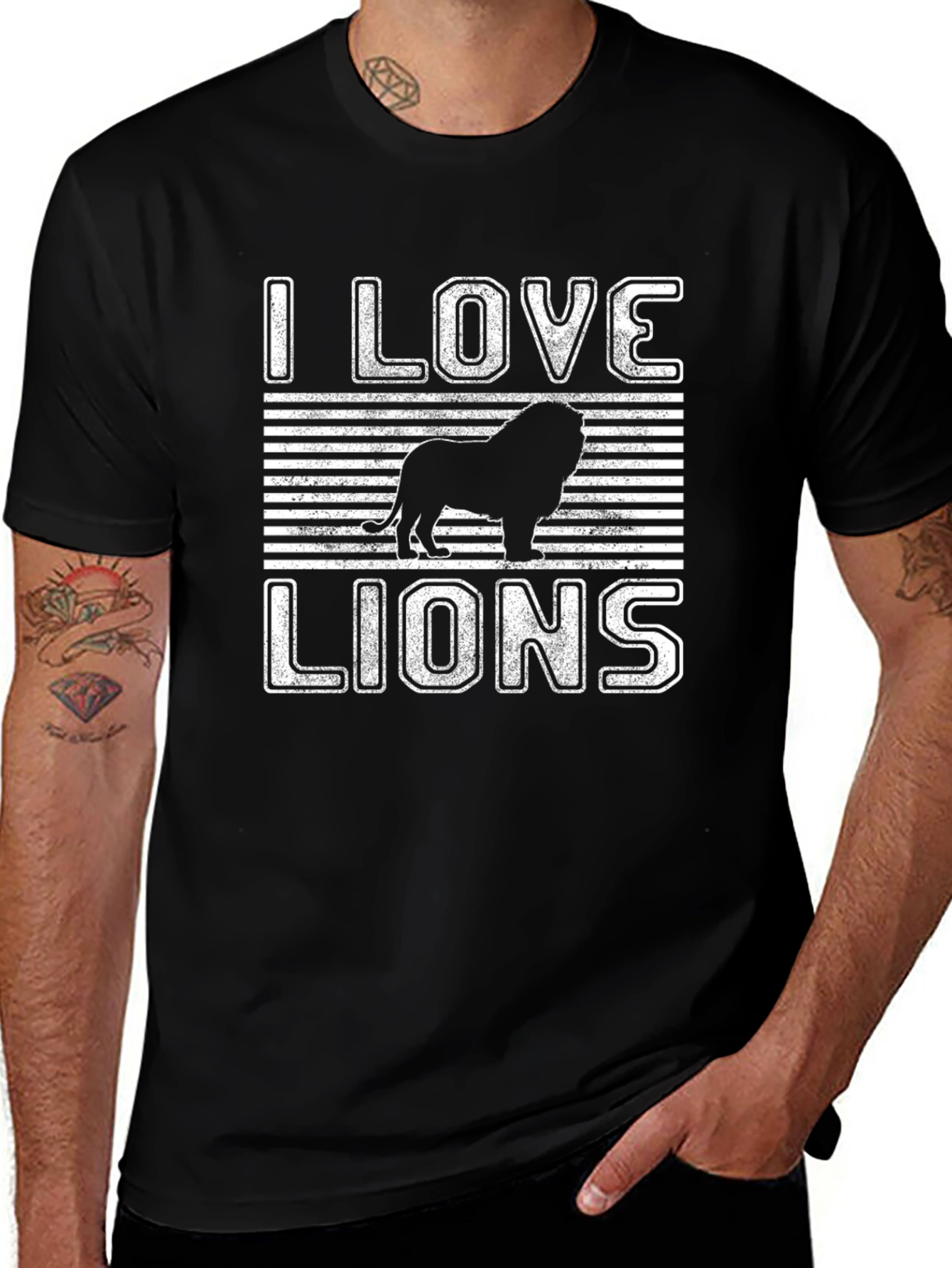 I Love Lions Graphic Tee - Black Cotton