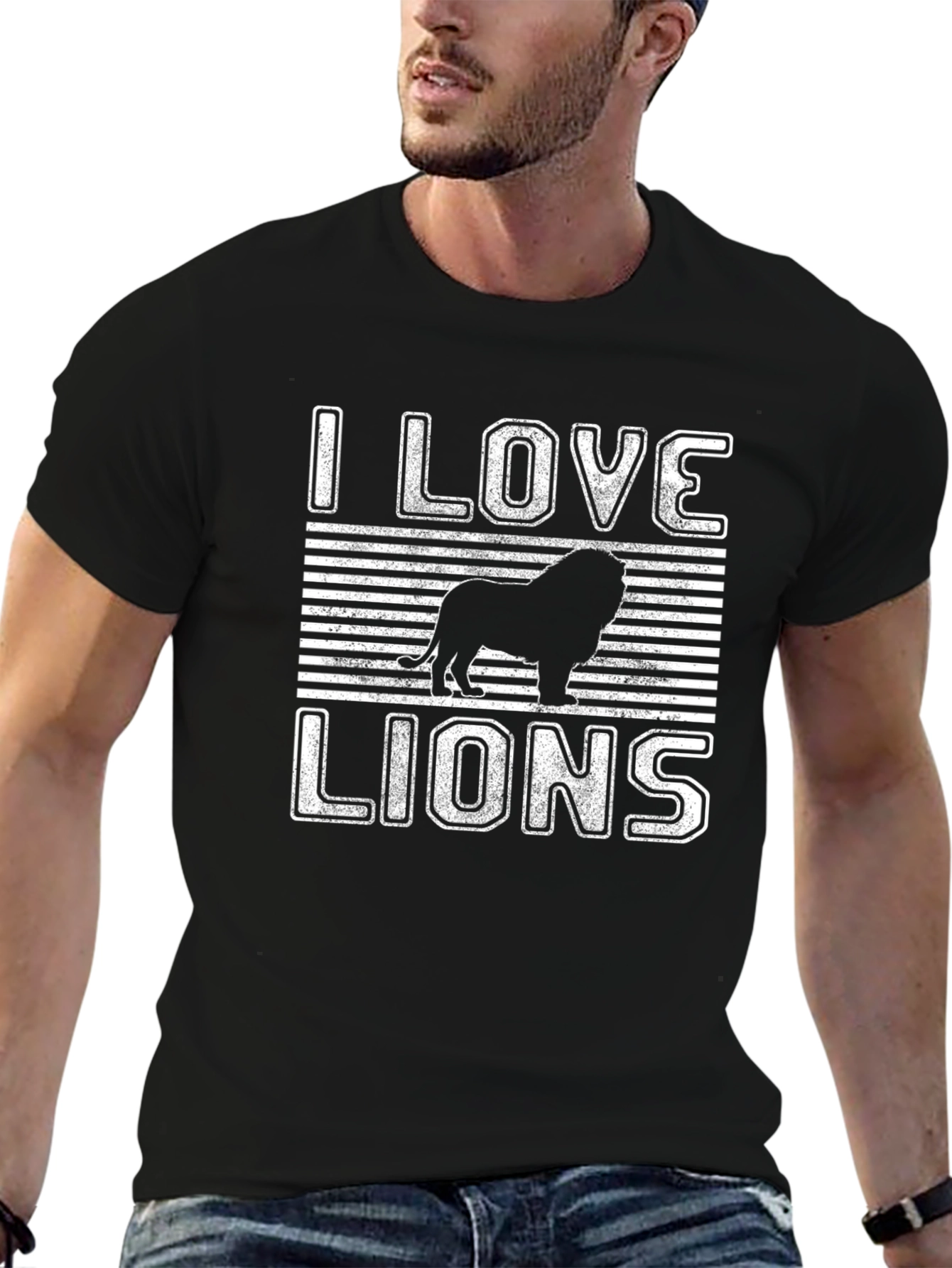 I Love Lions Graphic Tee - Black Cotton