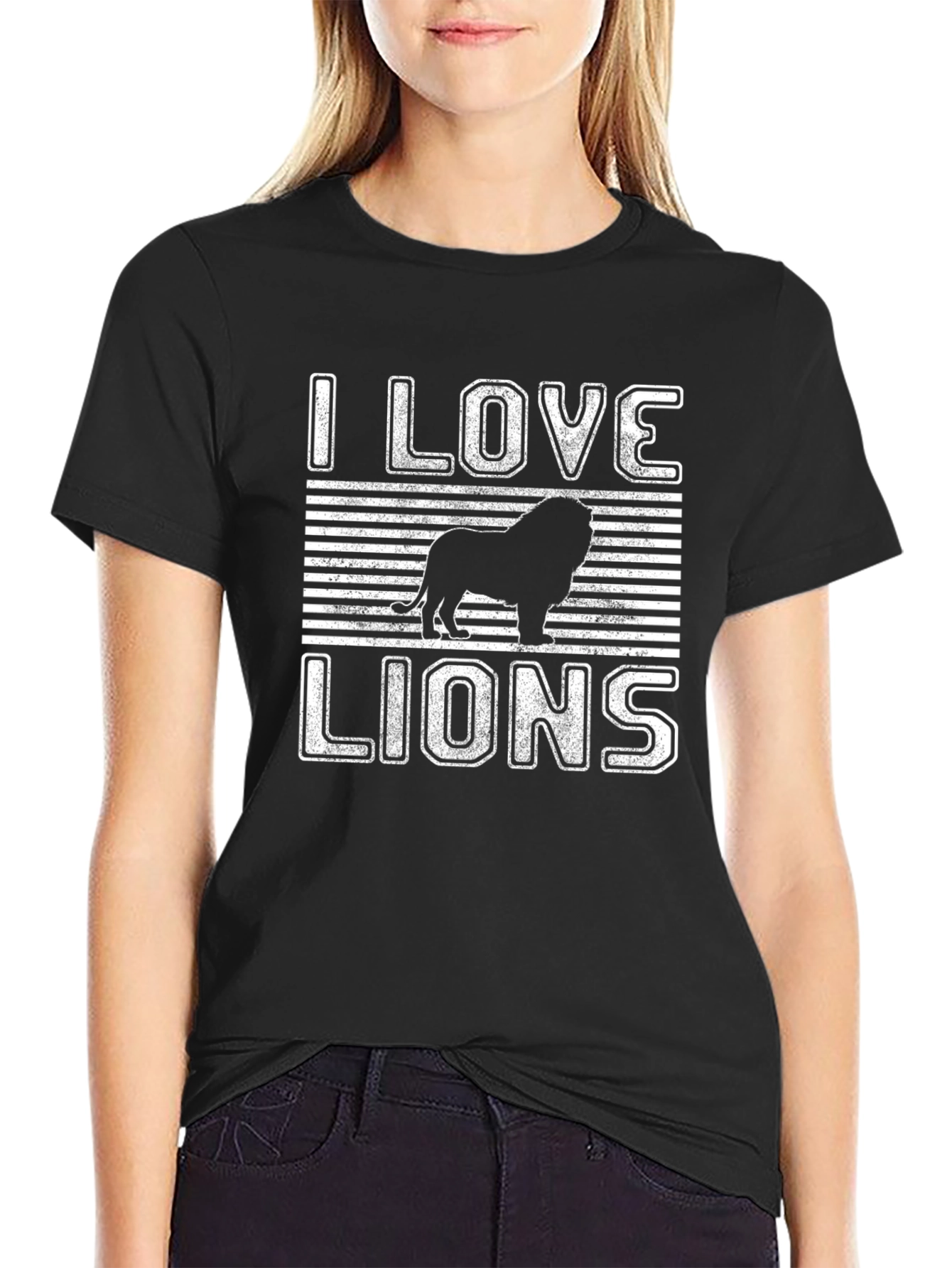 I Love Lions Graphic Tee - Black Cotton