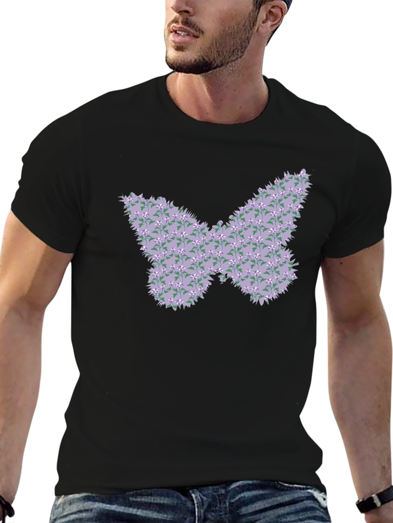 Floral Butterfly Graphic T-Shirt - Casual Tee