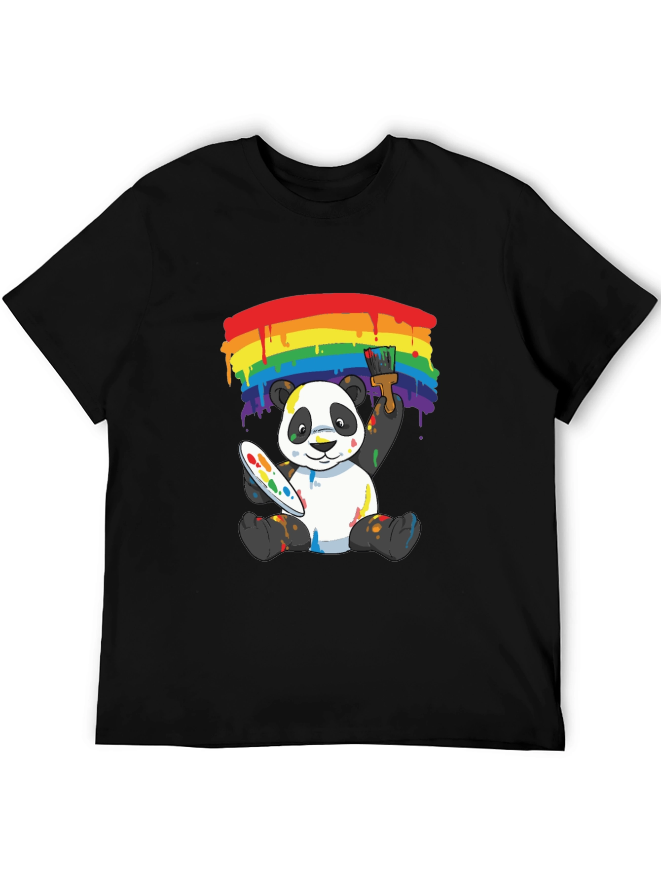 Rainbow Panda Artist Graphic Tee - Black