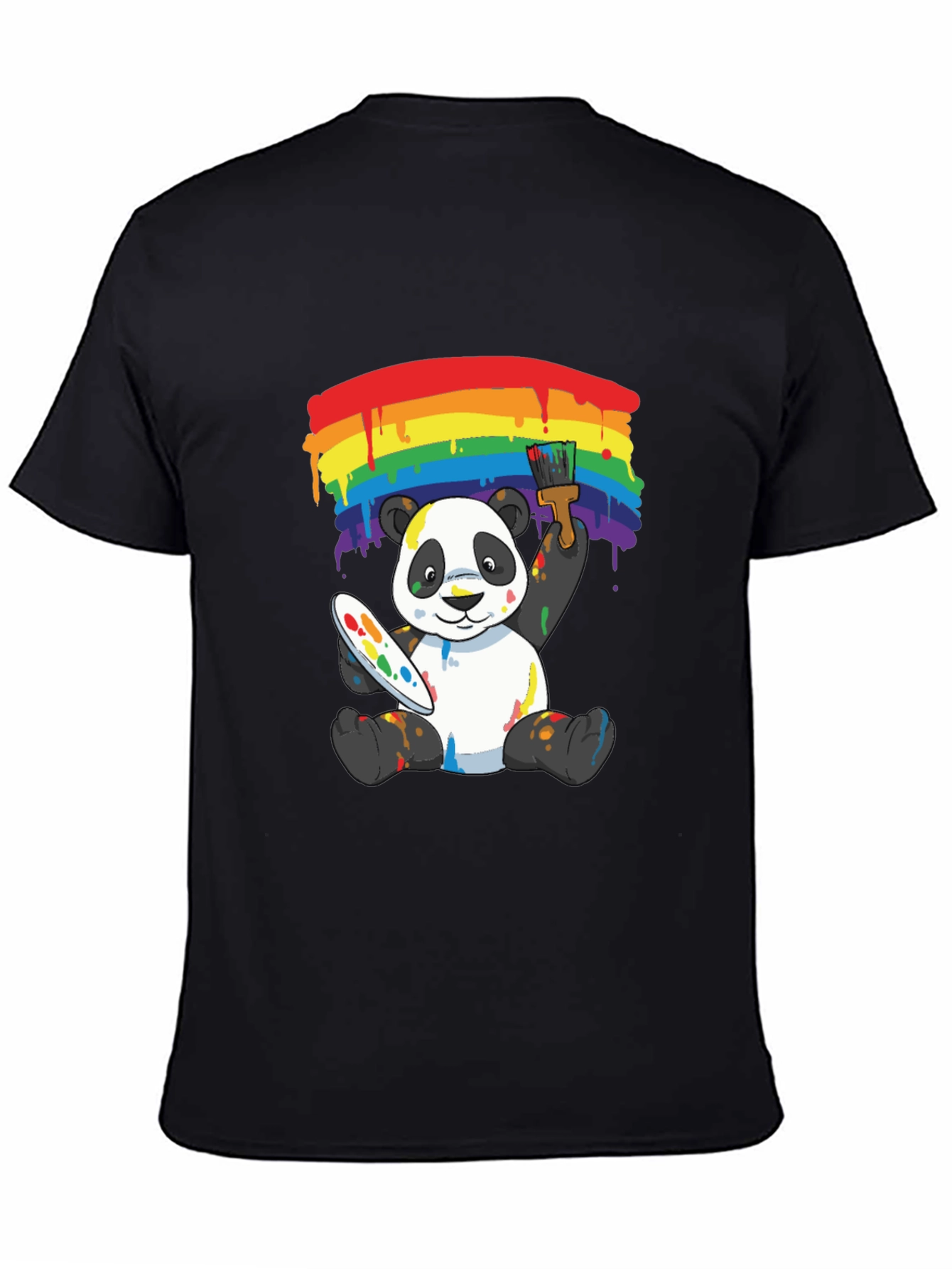 Rainbow Panda Artist Graphic Tee - Black