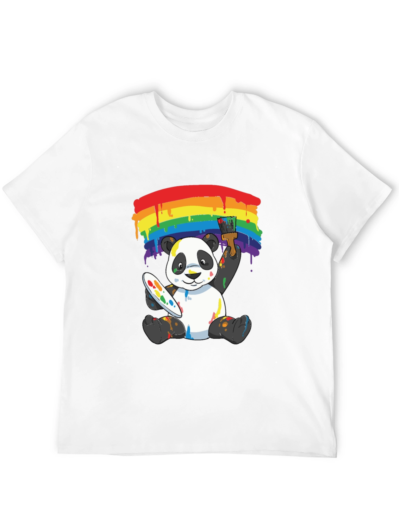 Rainbow Panda Artist Graphic Tee - Black