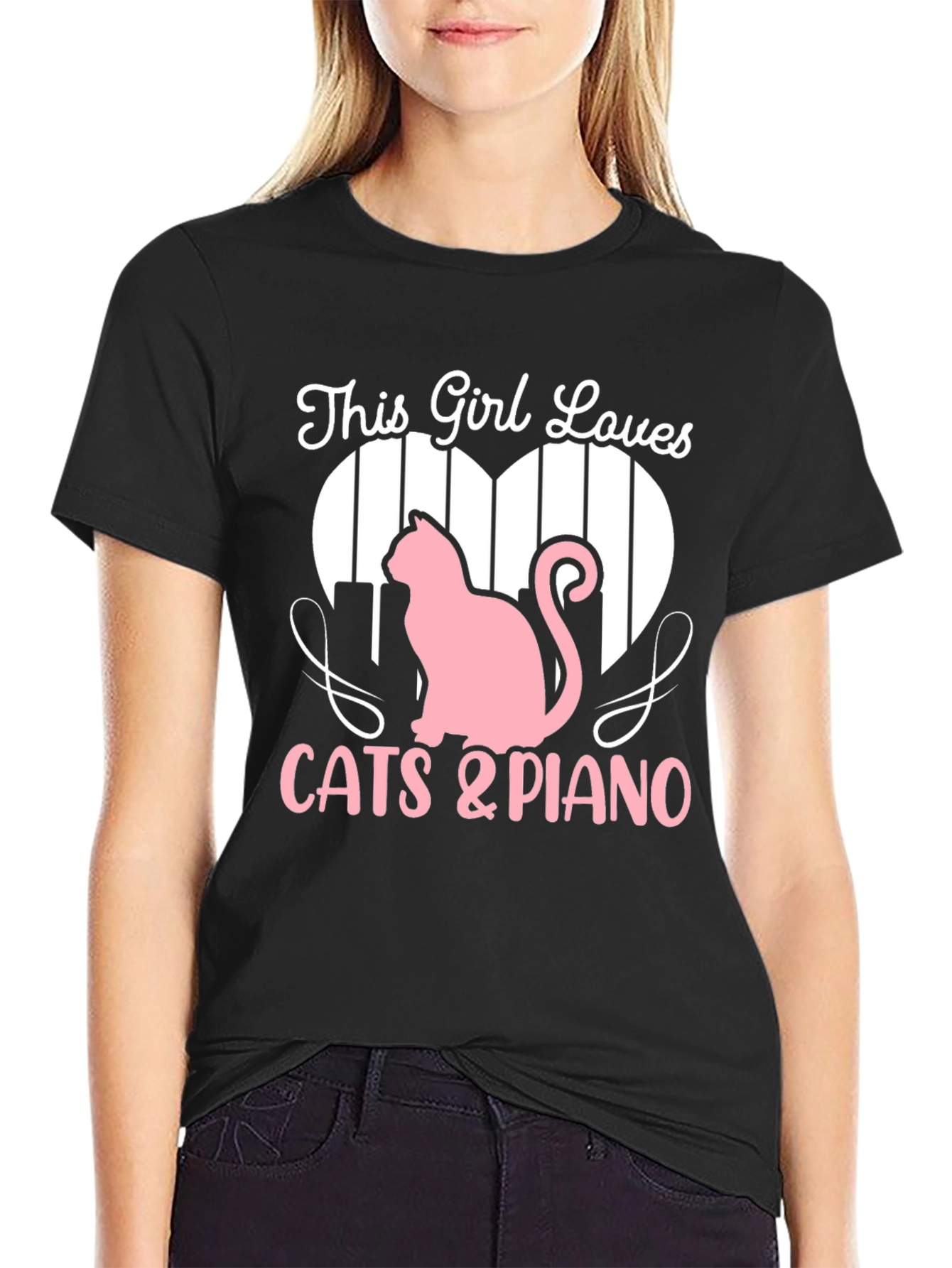 This Girl Loves Cats & Piano T-Shirt