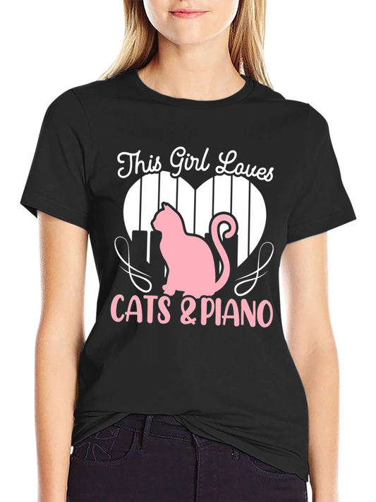 This Girl Loves Cats & Piano T-Shirt