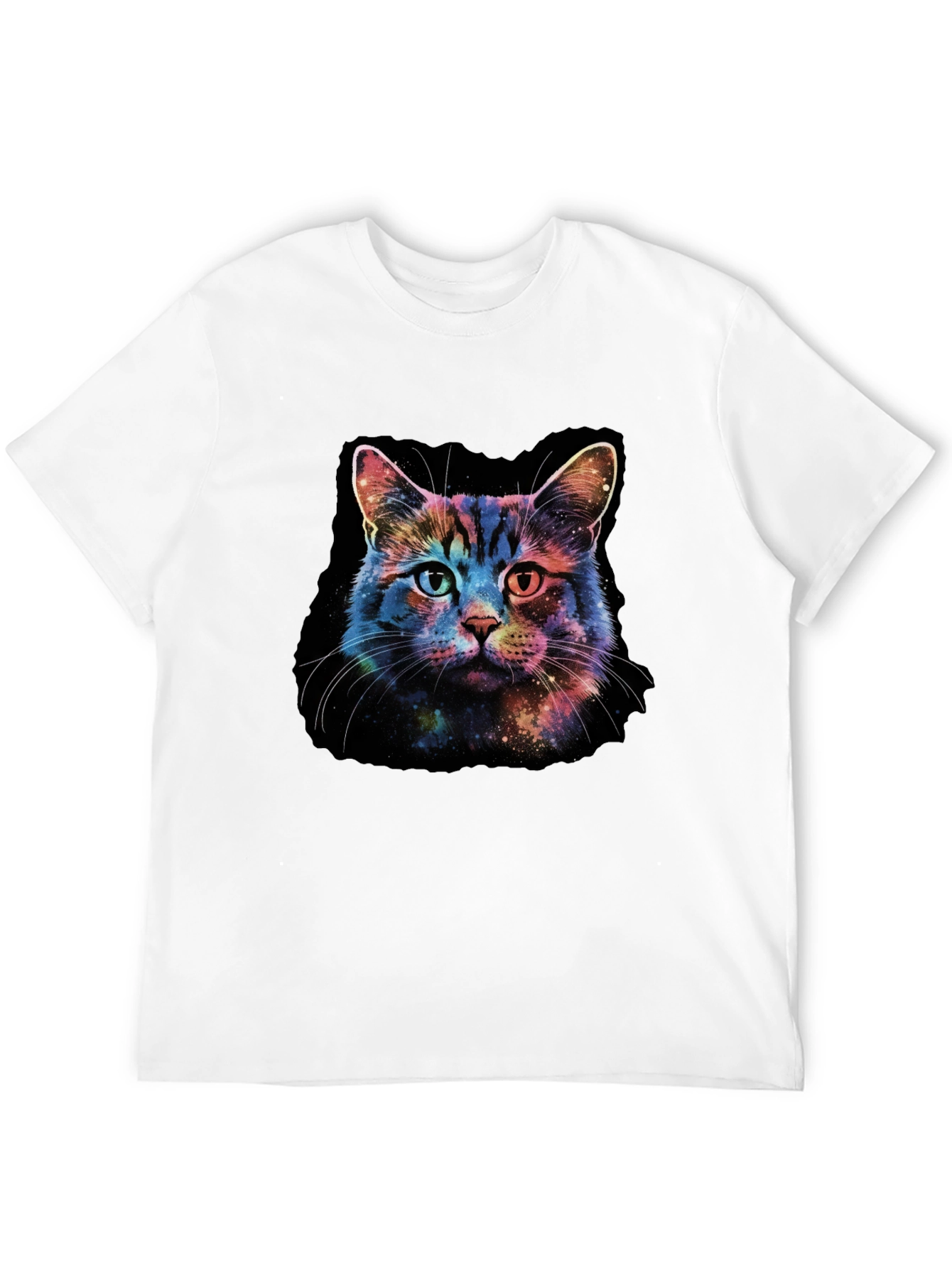 Galaxy Cat Graphic Tee - Black Cotton T-Shirt