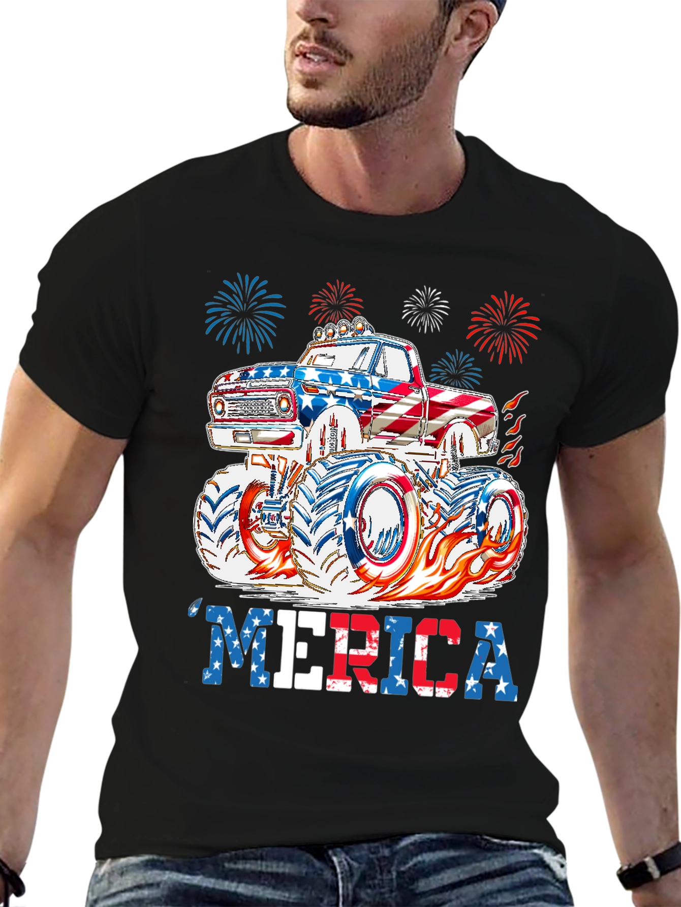Patriotic Monster Truck Graphic Tee
