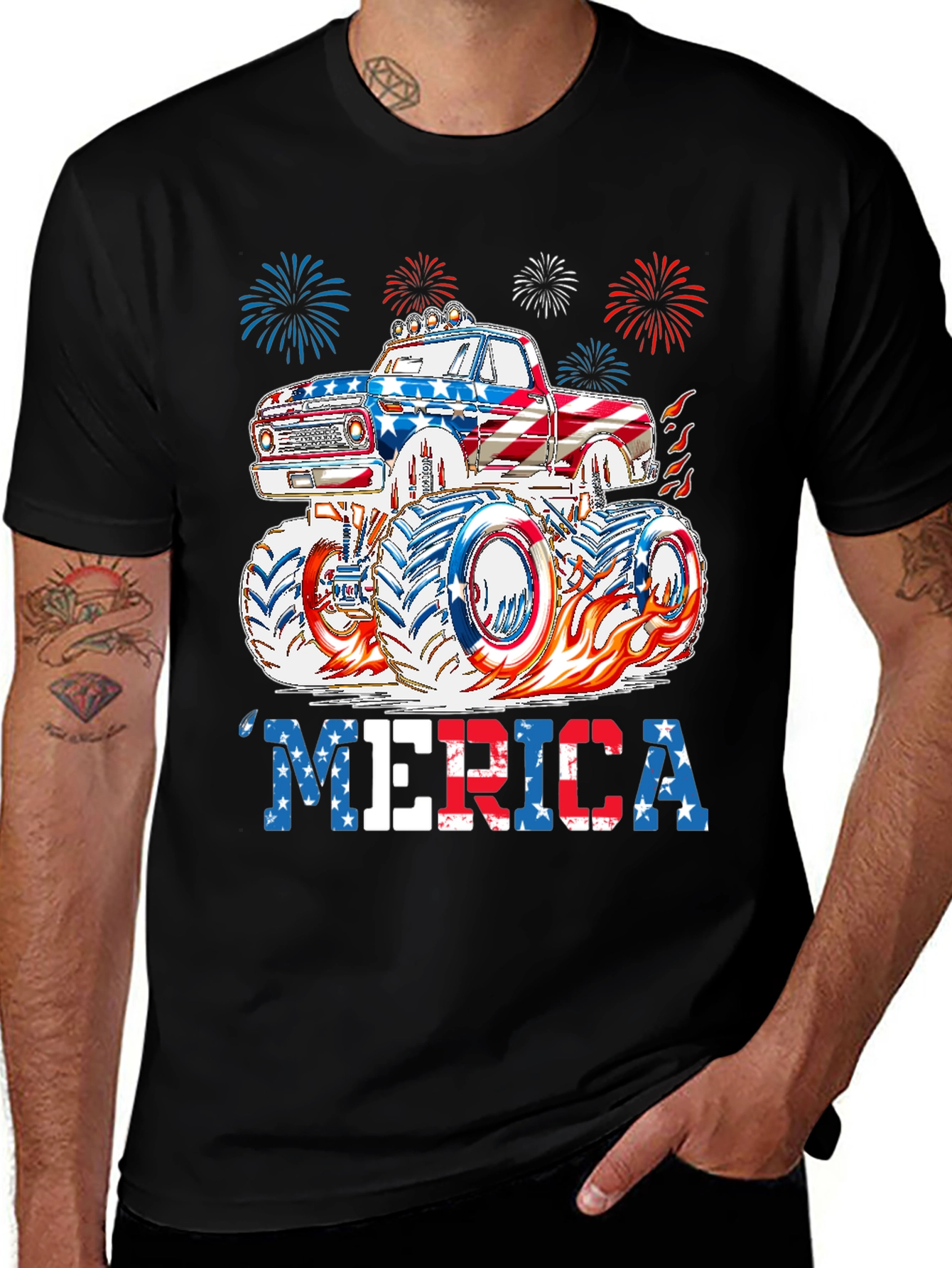 Patriotic Monster Truck Graphic Tee