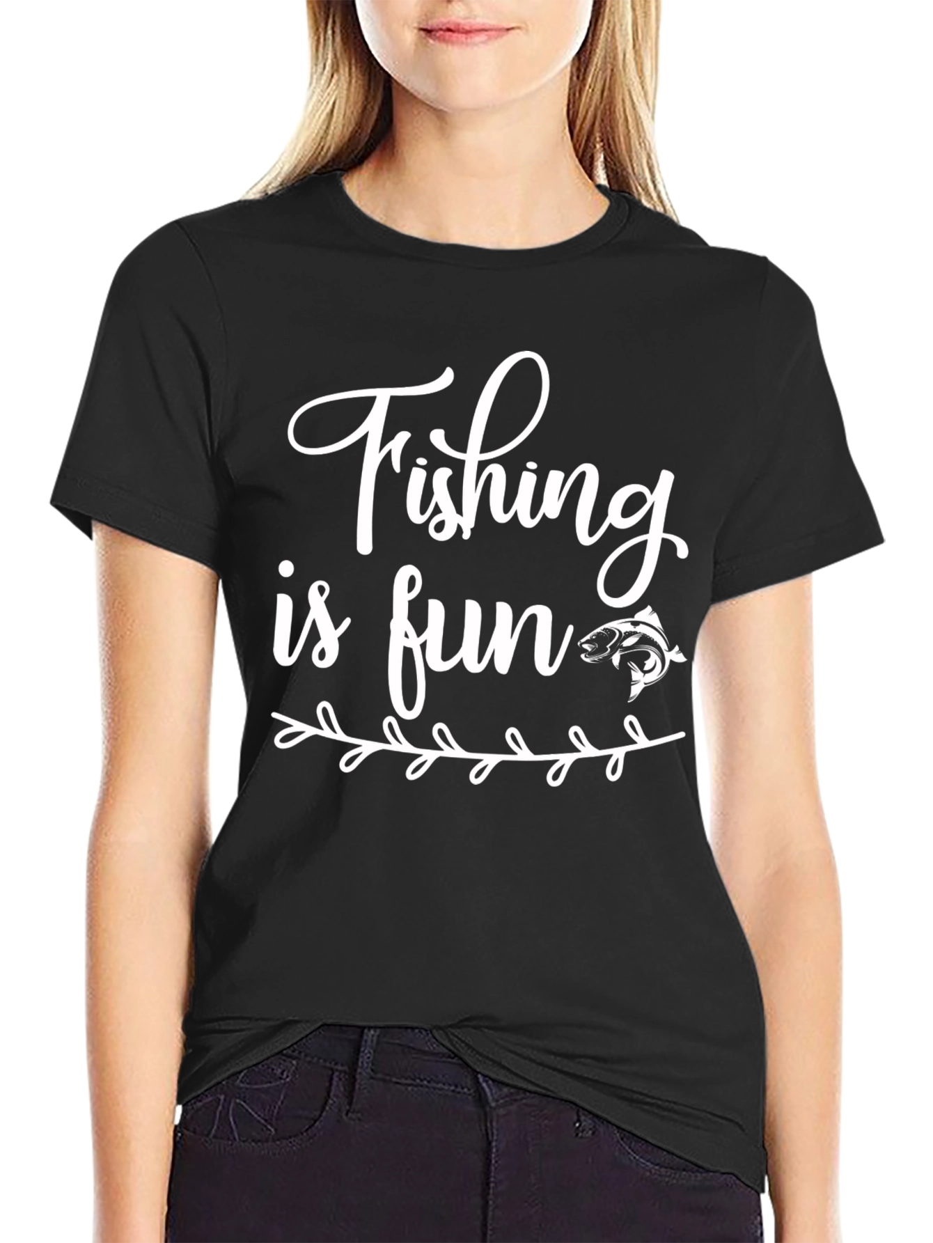 Fishing is Fun Black Graphic Tee