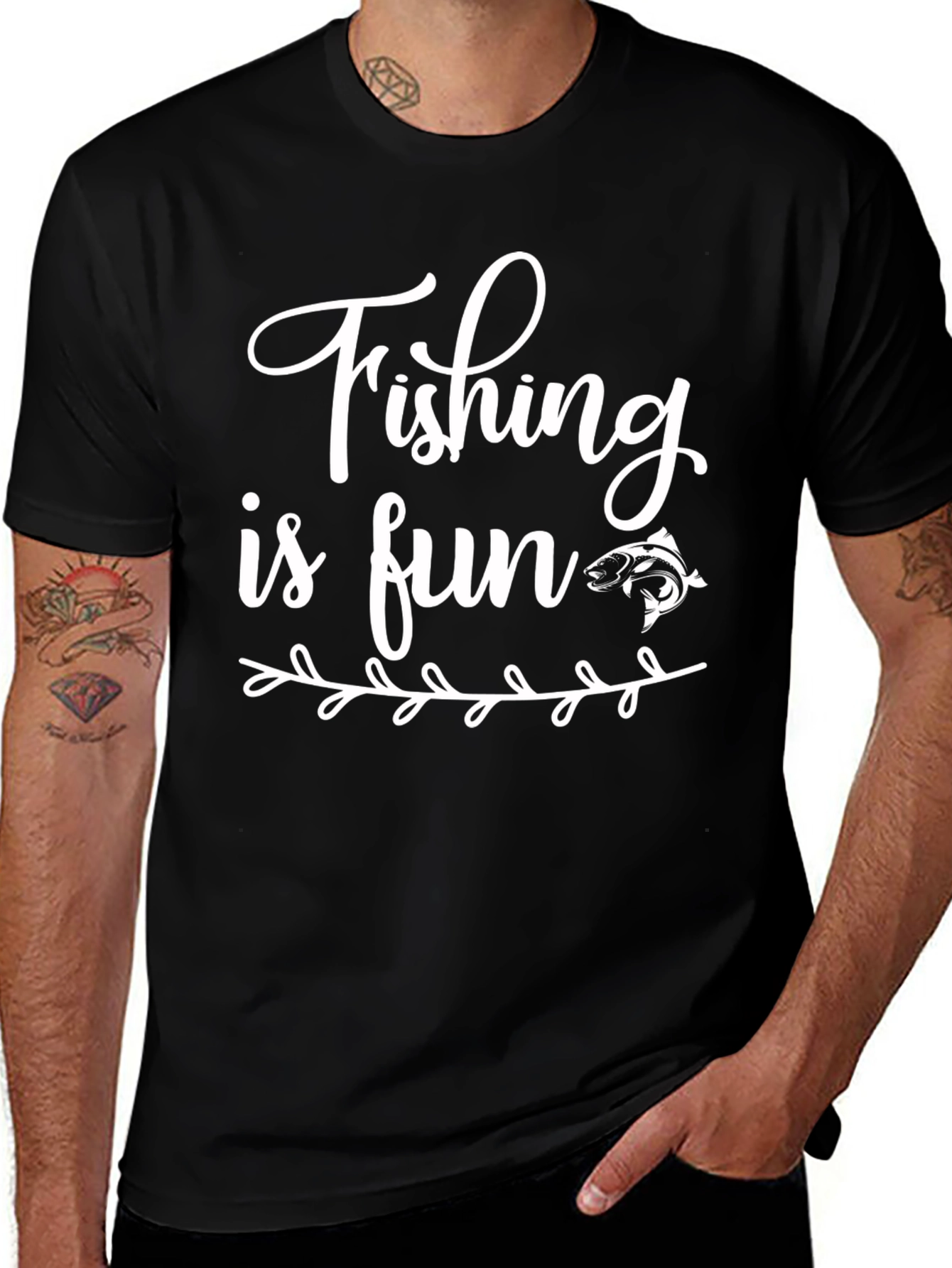 Fishing is Fun Black Graphic Tee