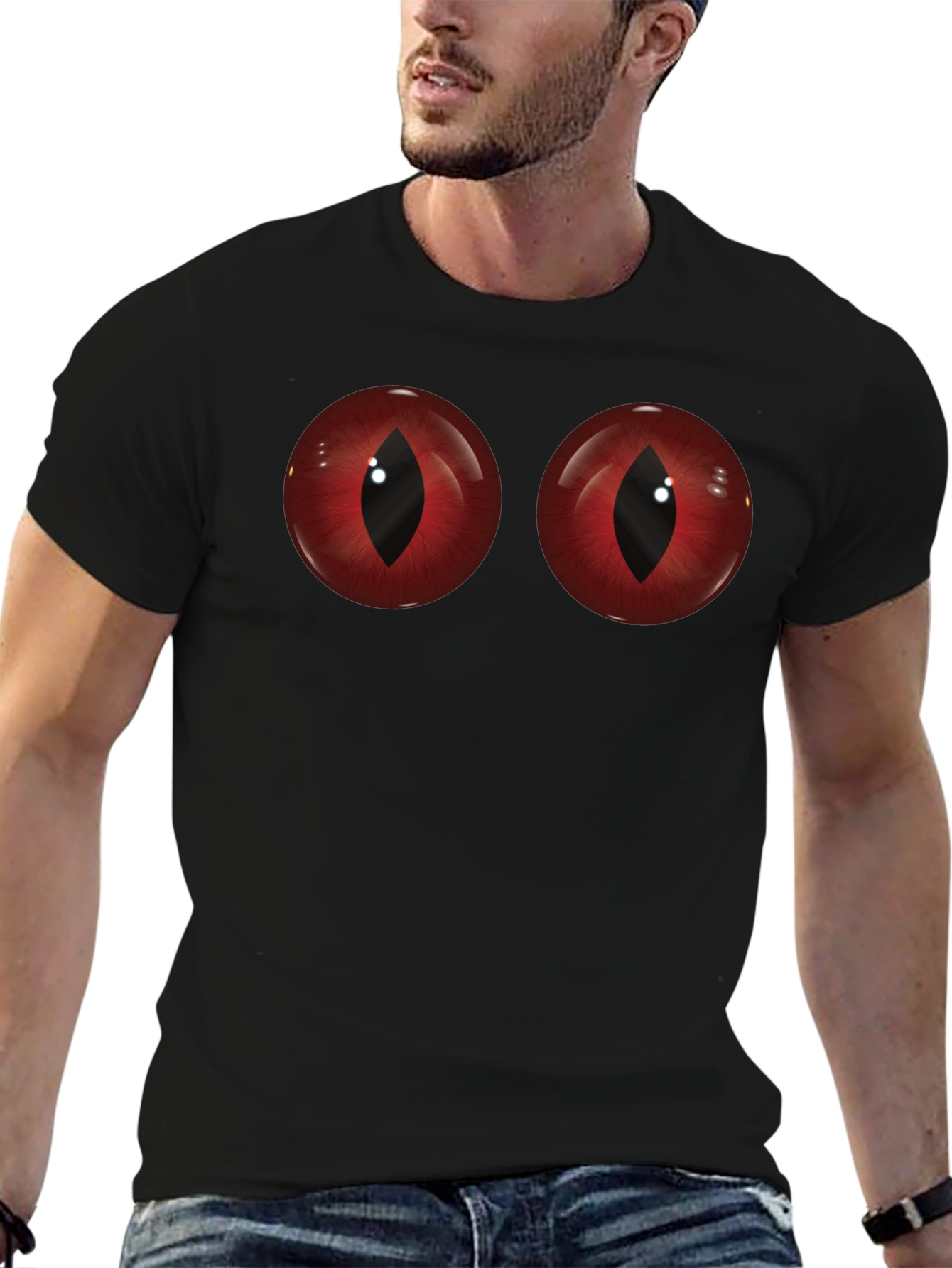 Red Dragon Eyes T-Shirt - Mens Black Tee