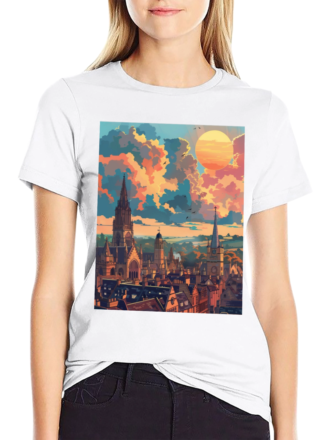 Cityscape Sunset Graphic Tee