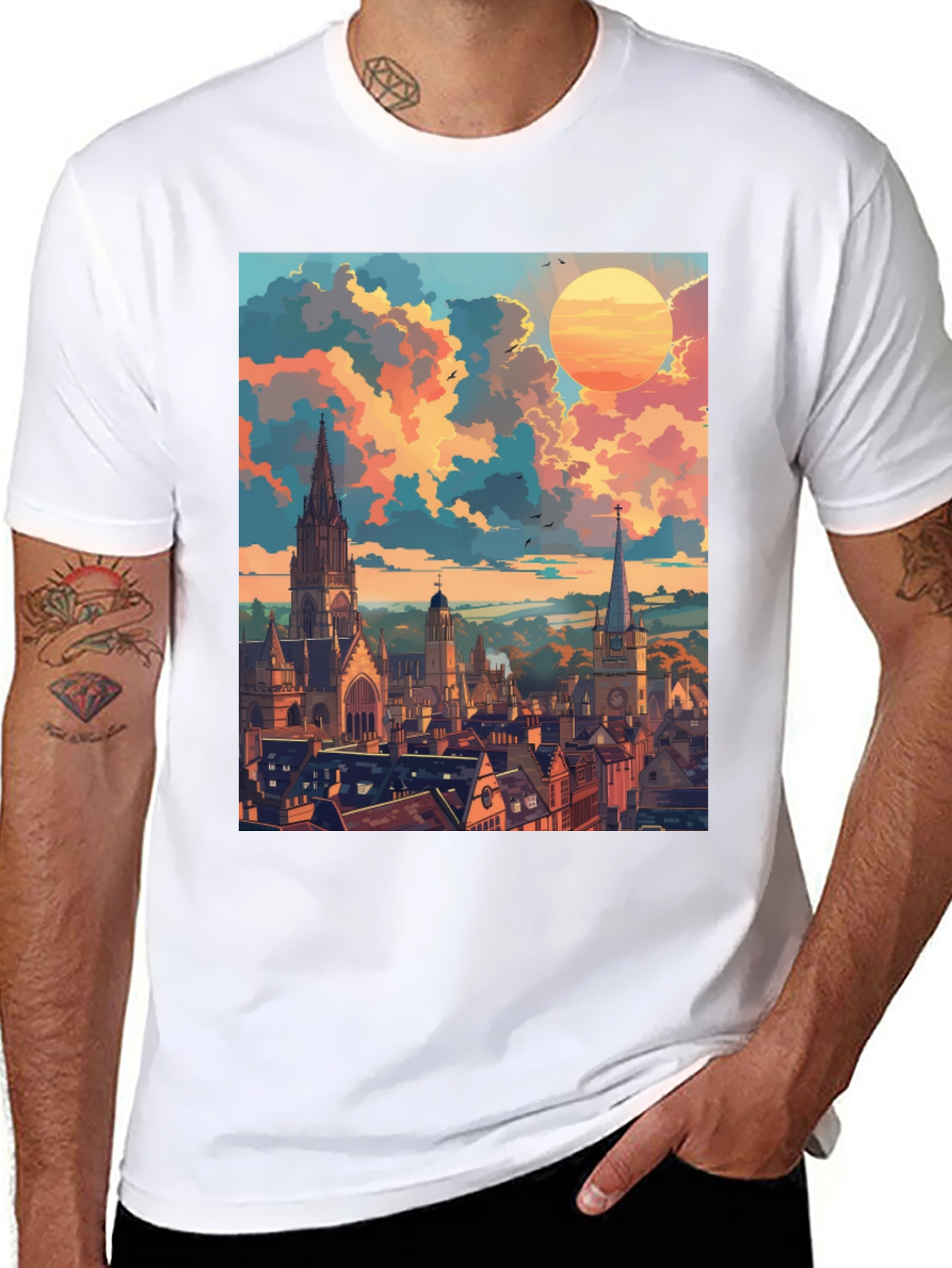 Cityscape Sunset Graphic Tee
