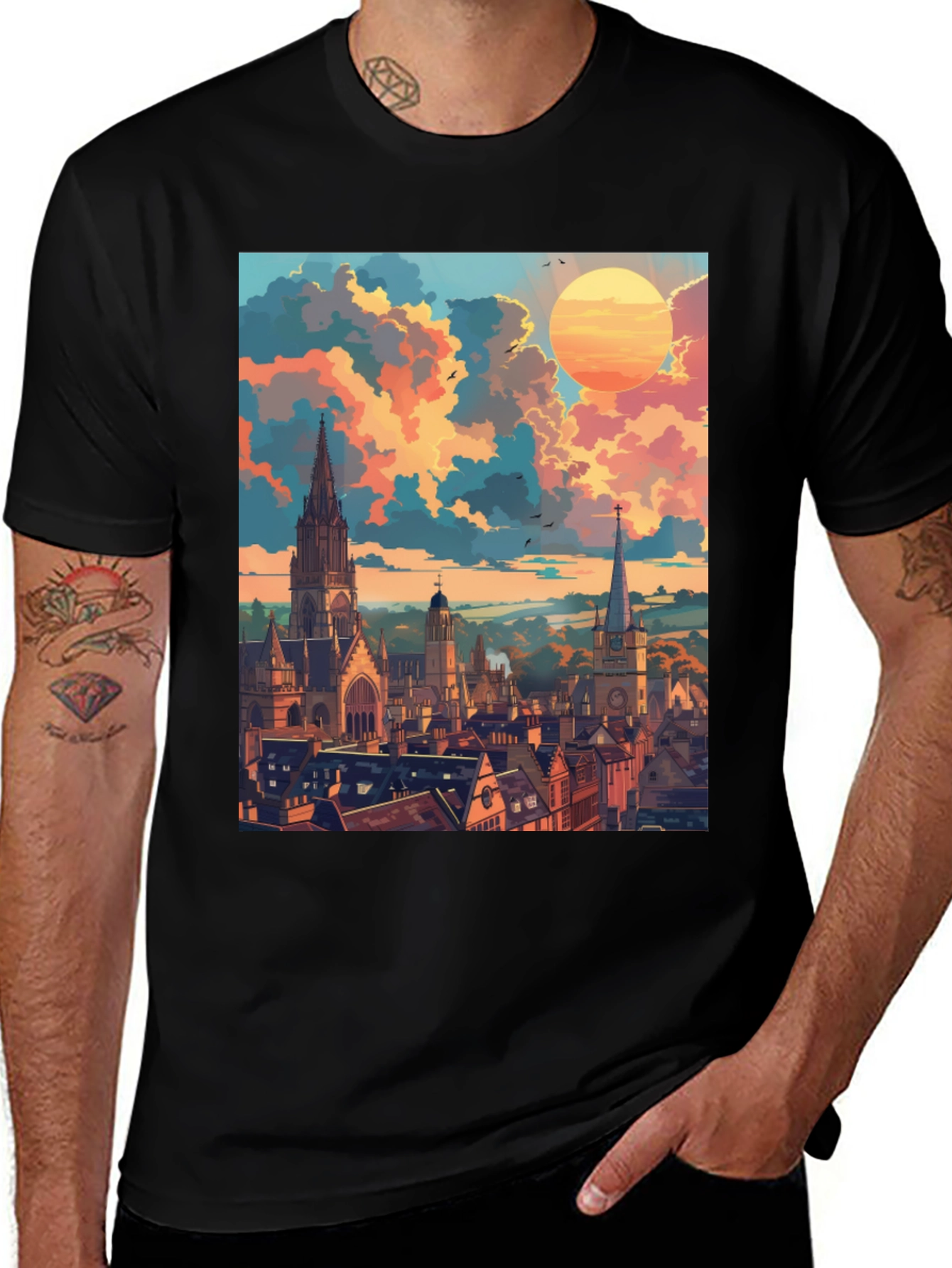 Cityscape Sunset Graphic Tee